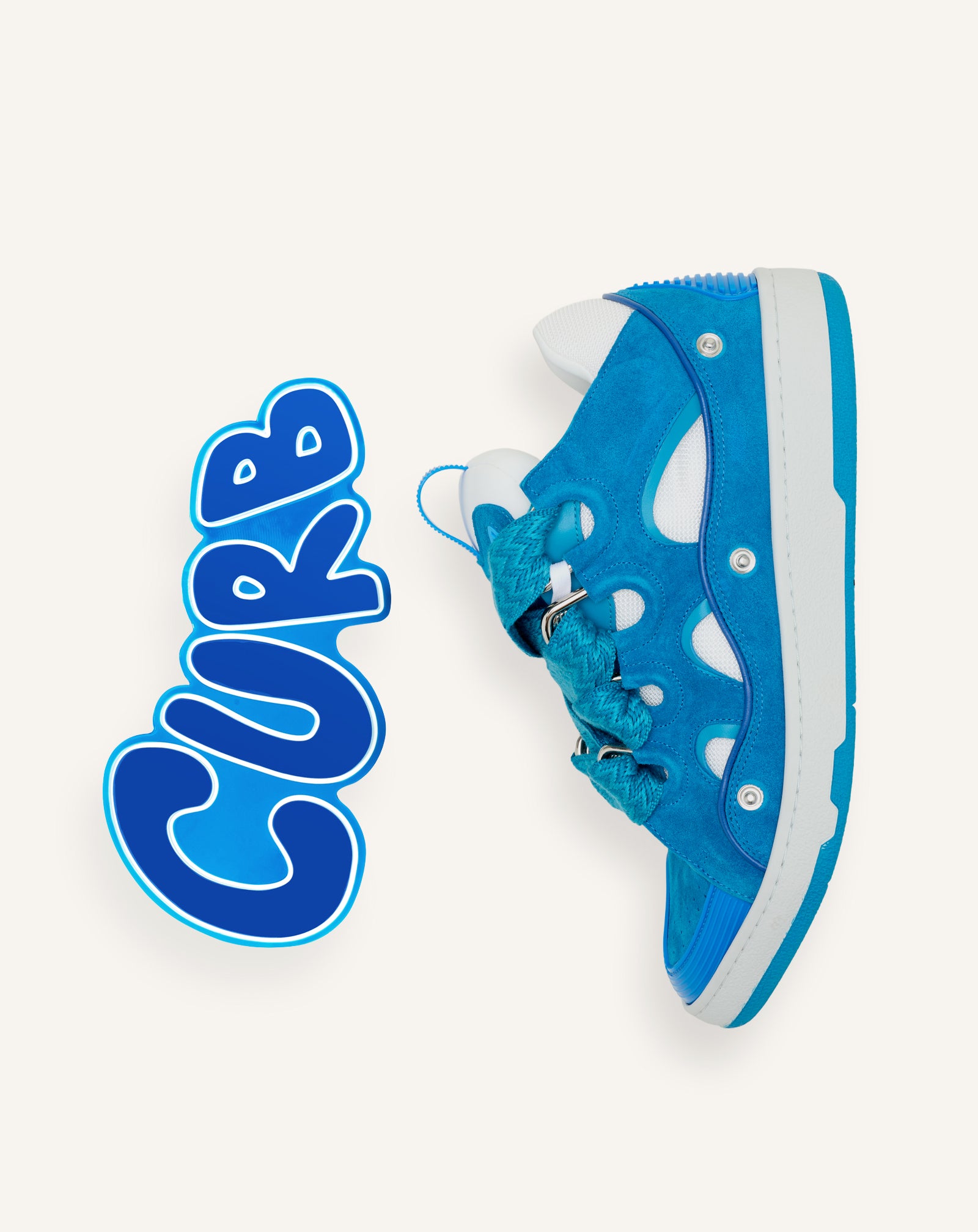 SNEAKERS URBAN CURB EN CUIR À PATCH BLEU