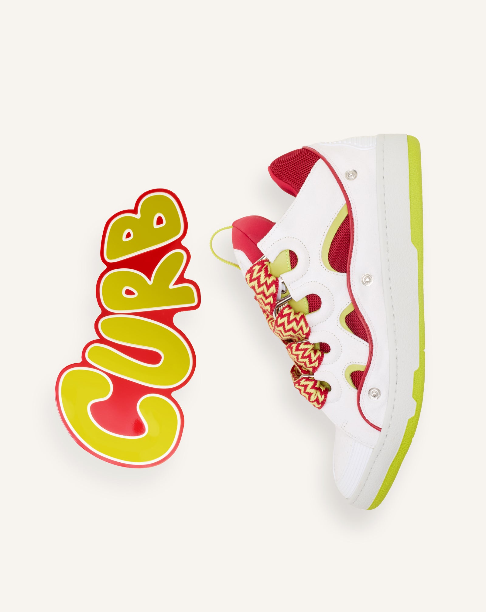 SNEAKERS URBAN CURB EN CUIR À PATCH ROUGE