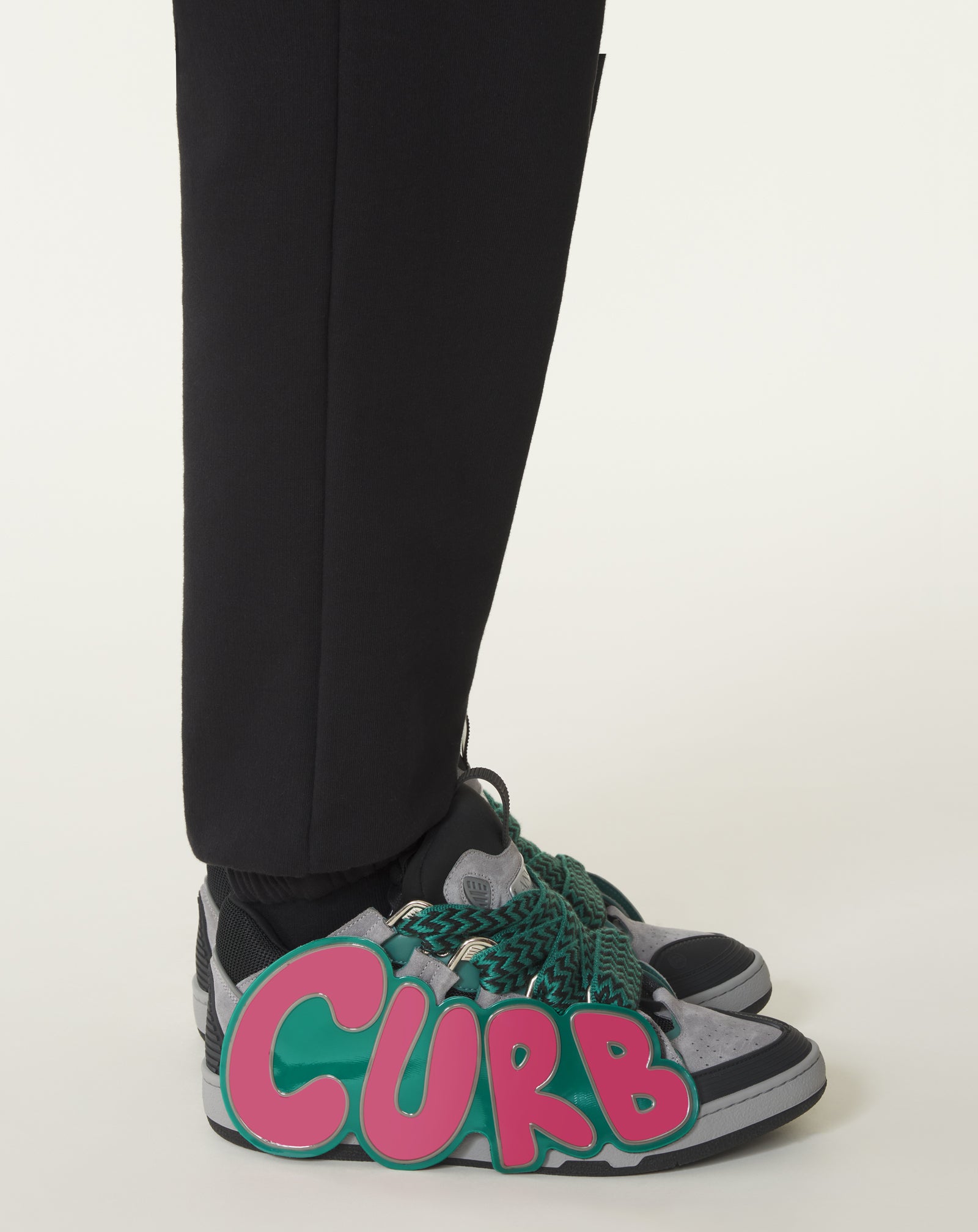 GREEN CURB PATCH  SNEAKERS IN LEATHER