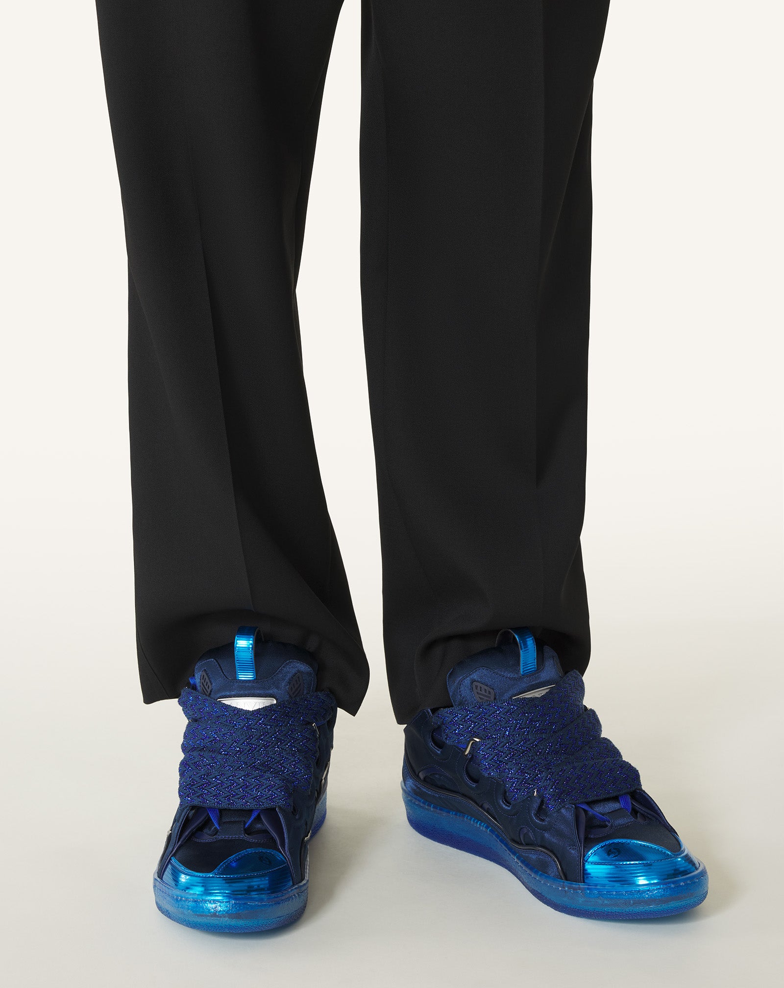 BLUE CURB SNEAKERS IN SATIN