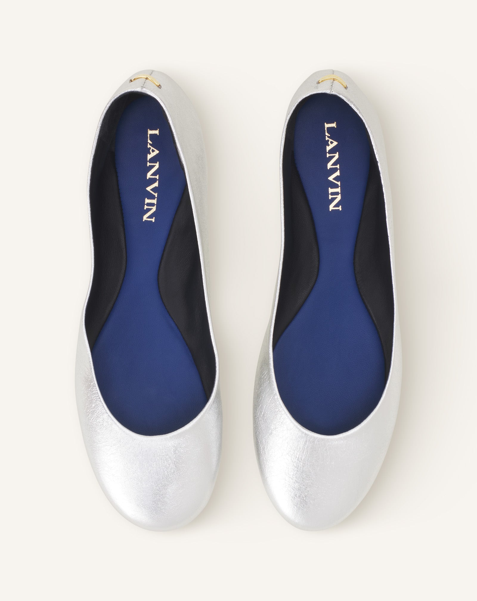 LA BALLERINE EN CUIR MÉTALLISÉ ARGENT