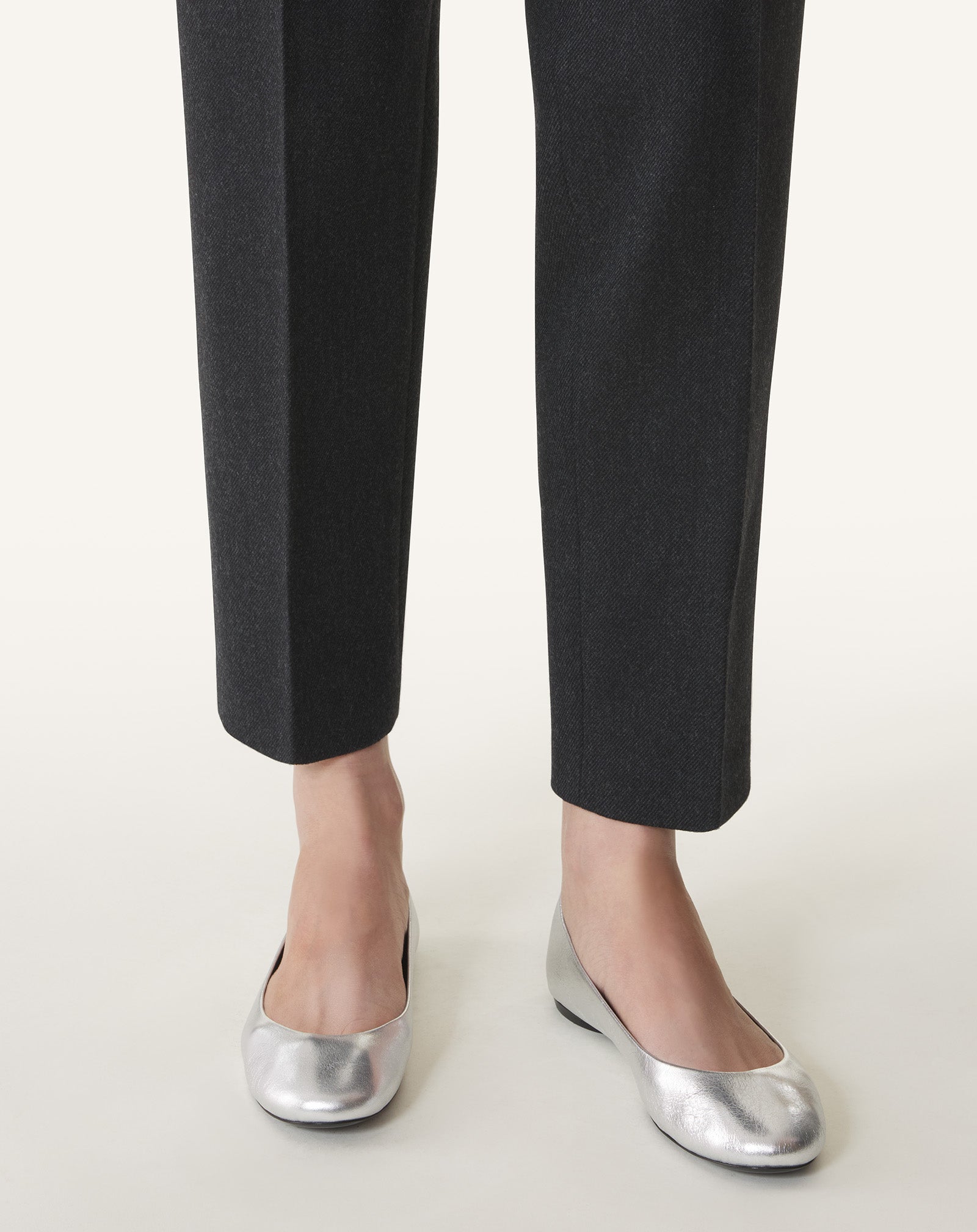 LA BALLERINE EN CUIR MÉTALLISÉ ARGENT