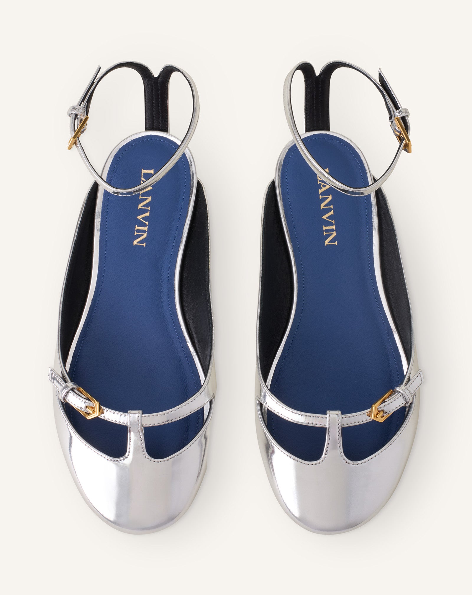 MARY-JANE BALLERINA IN METALLIC LEATHER