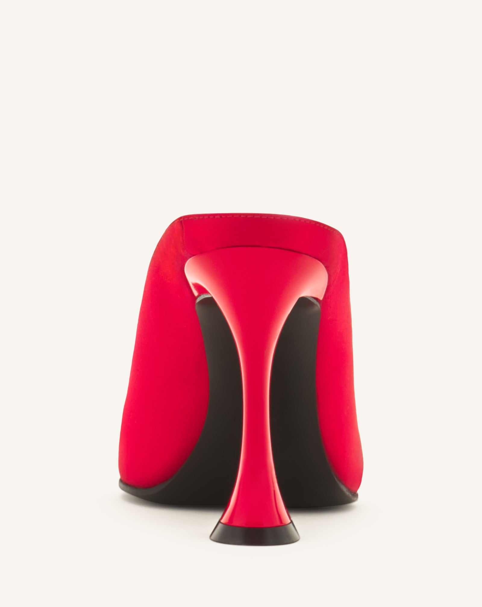 RED MIDNIGHT STEP MULES IN SATIN