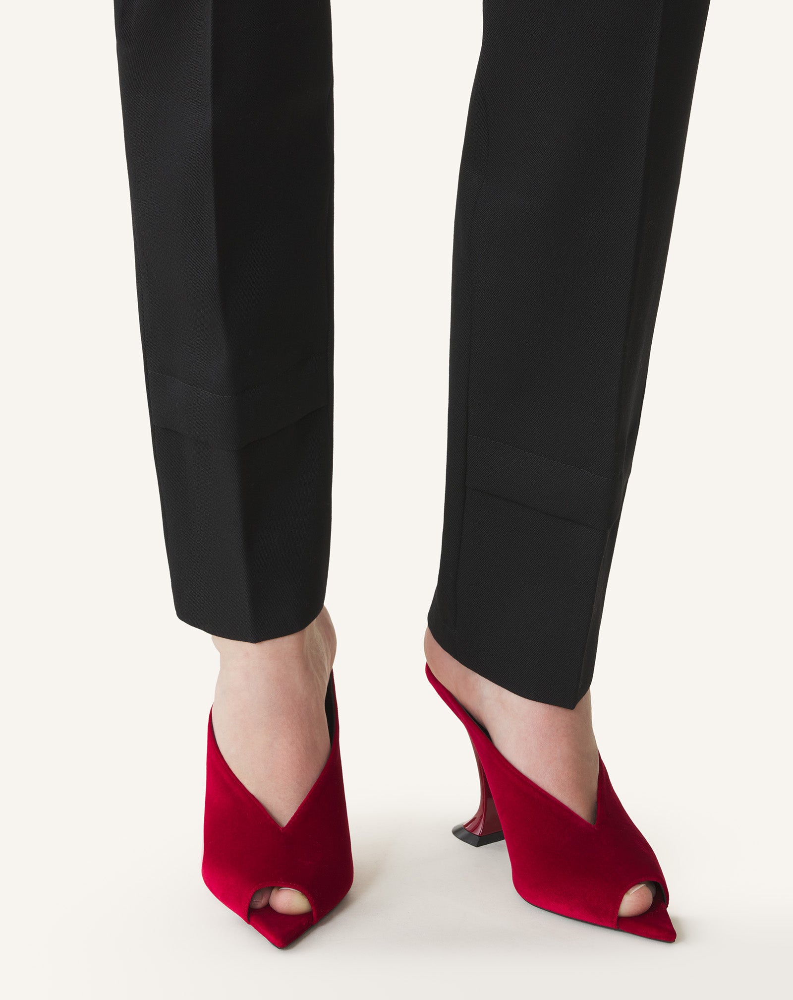 RED MIDNIGHT STEP MULE IN VELVET