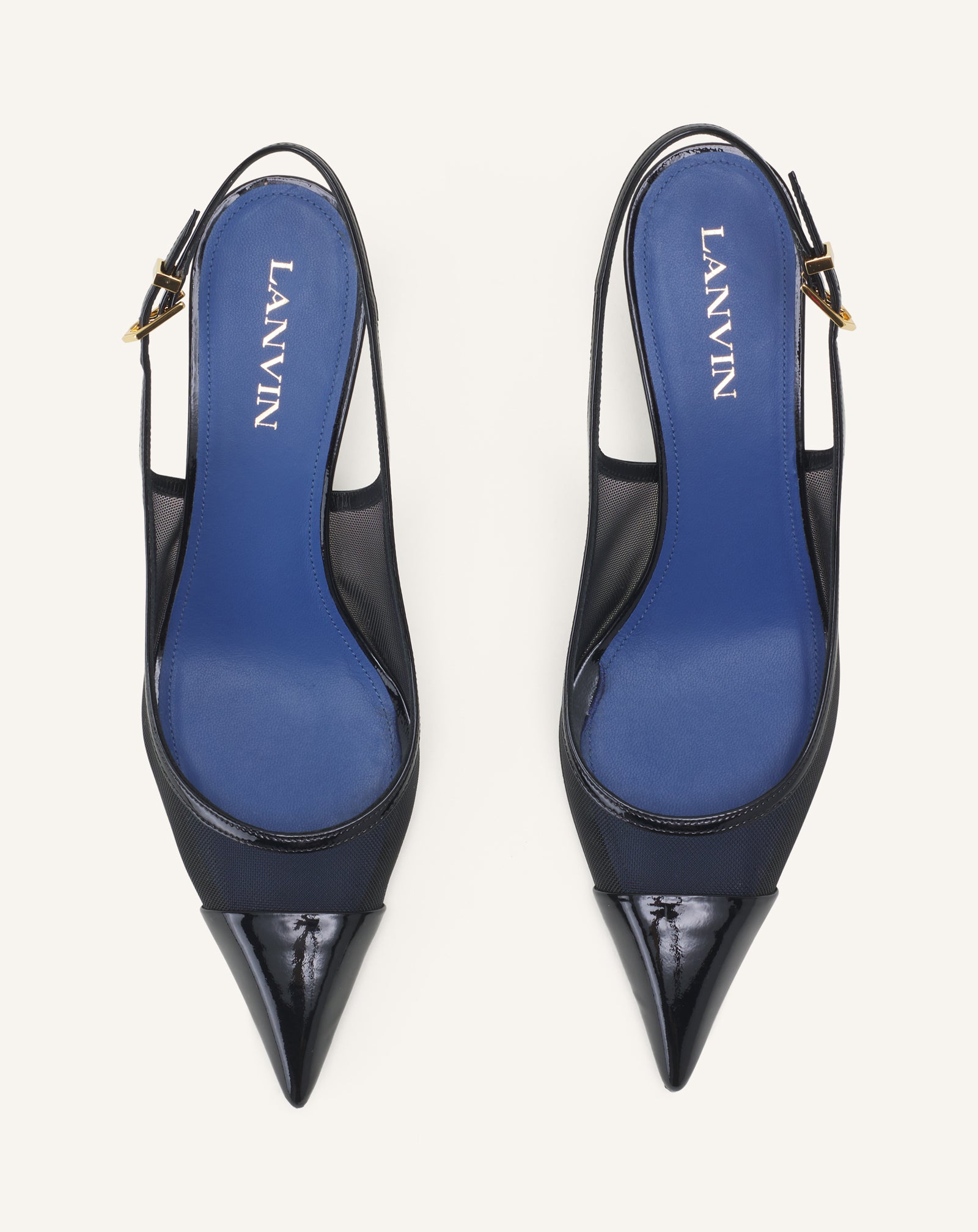 BLACK NOCTURNE SLINGBACK IN MESH AND PATENT LEATHER