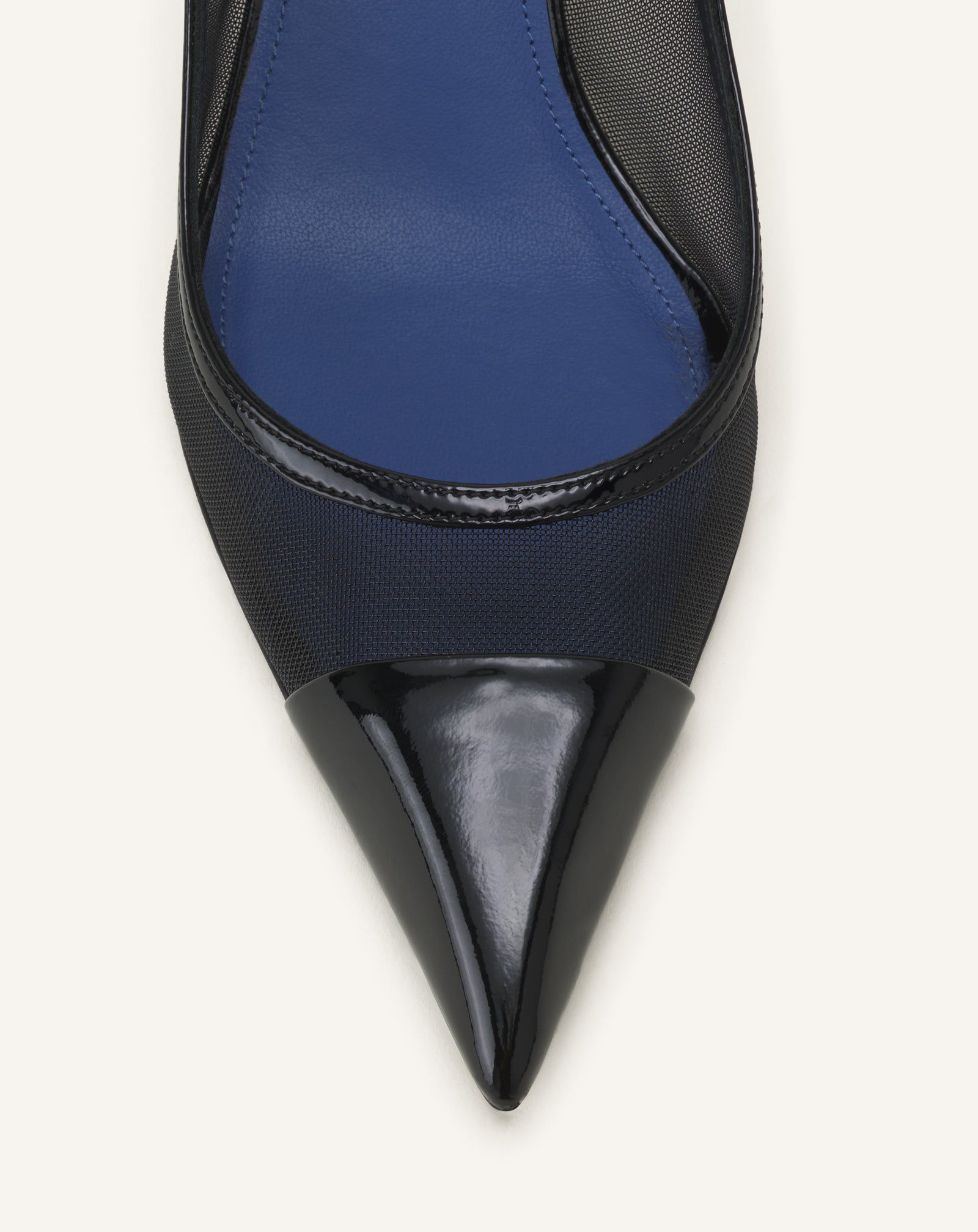 BLACK NOCTURNE SLINGBACK IN MESH AND PATENT LEATHER