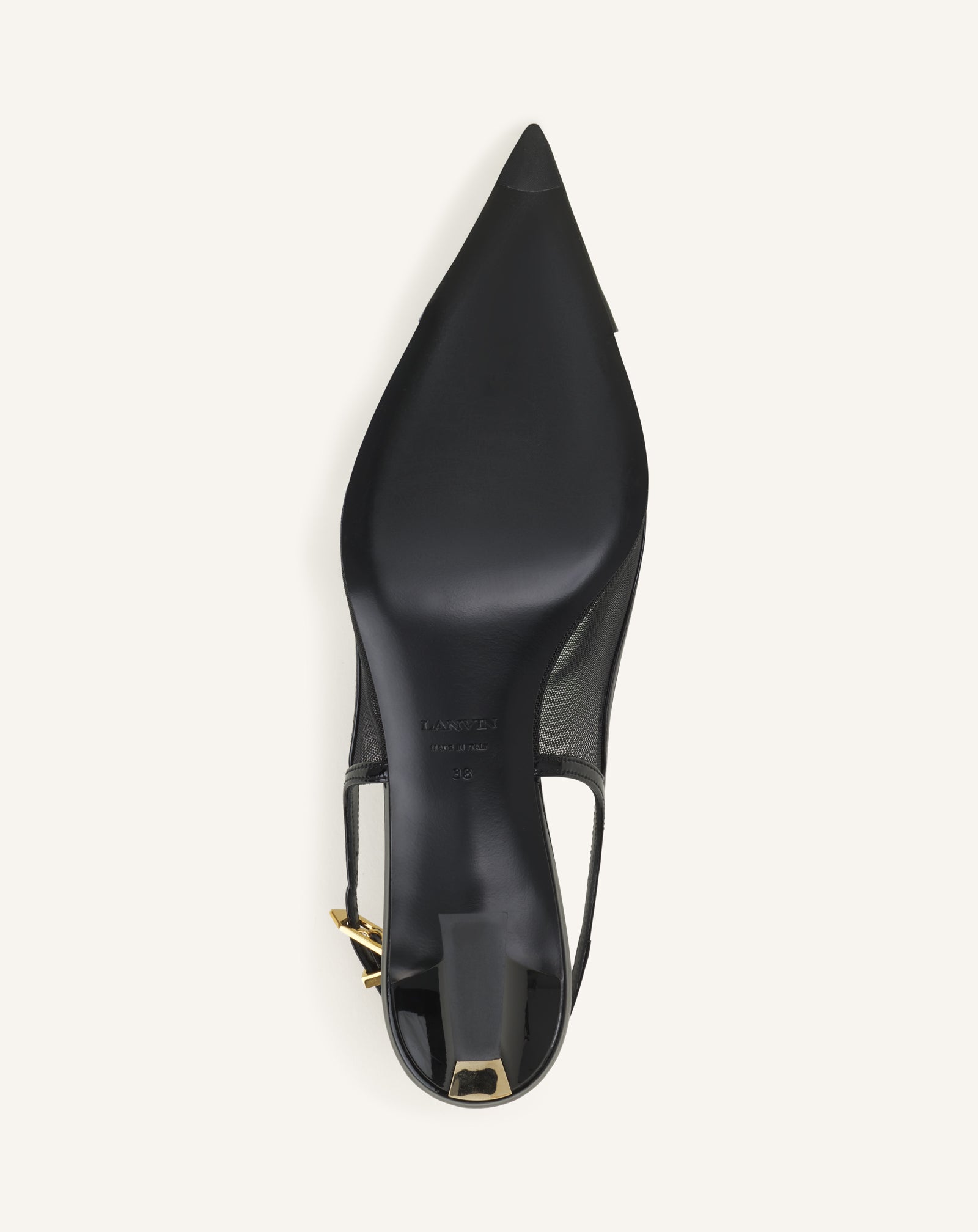 BLACK NOCTURNE SLINGBACK IN MESH AND PATENT LEATHER