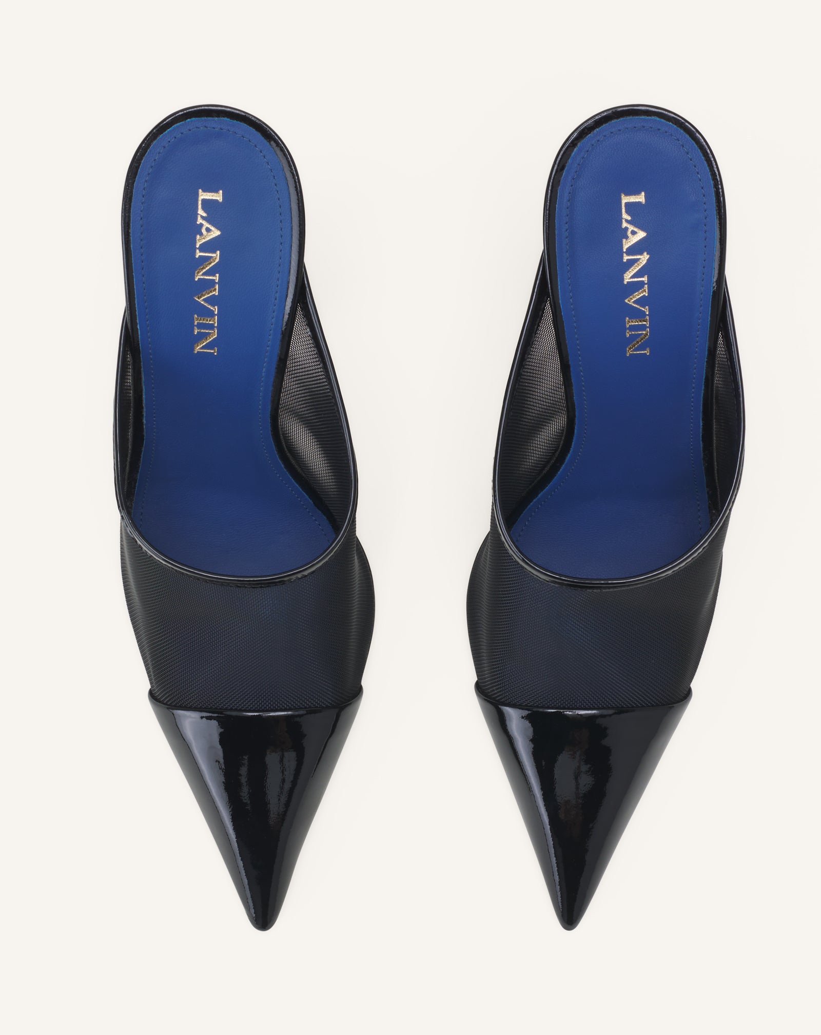 BLACK NOCTURNE MULE IN MESH AND PATENT LEATHER