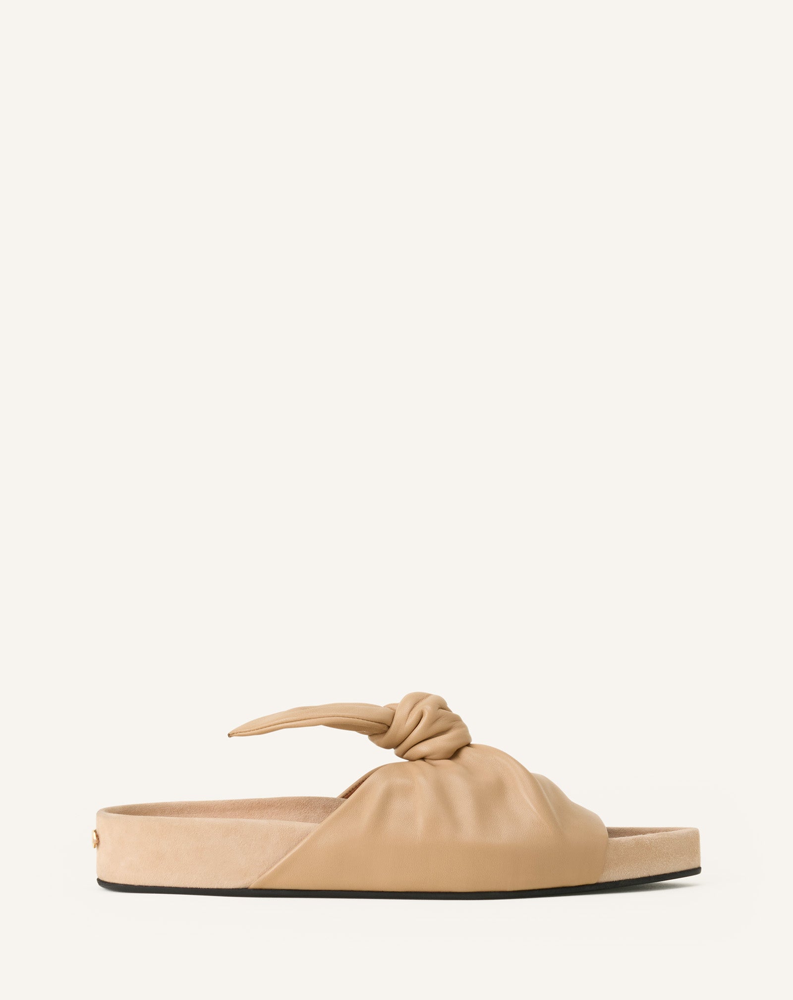 MULE PLATE COCOON EN CUIR BEIGE