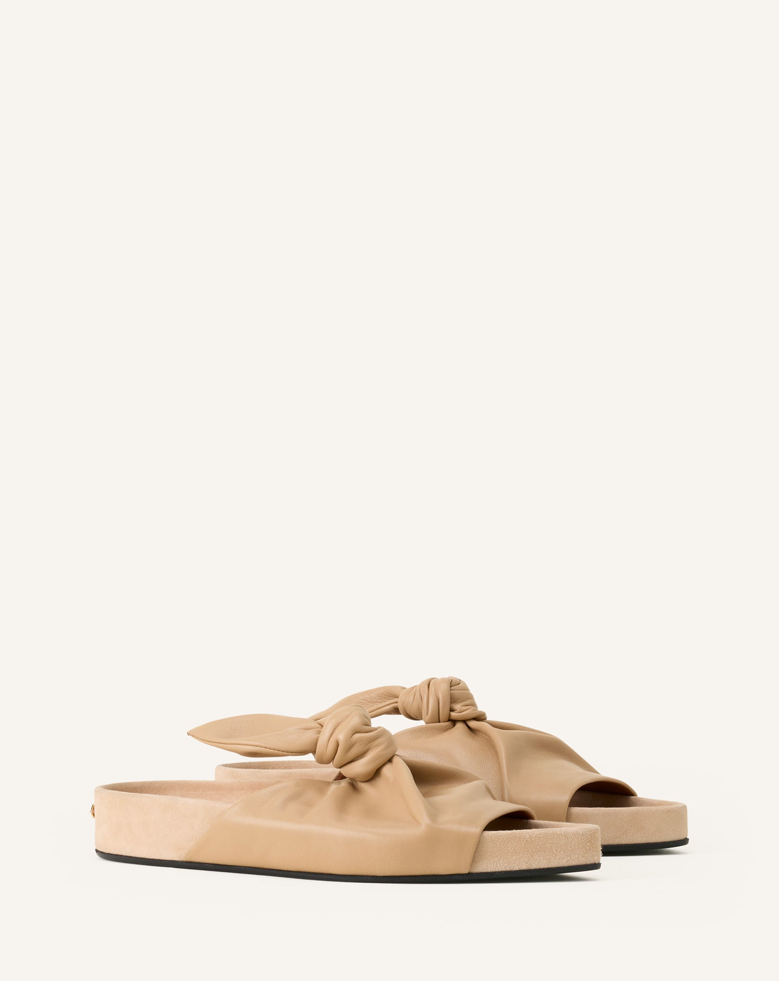 MULE PLATE COCOON EN CUIR BEIGE