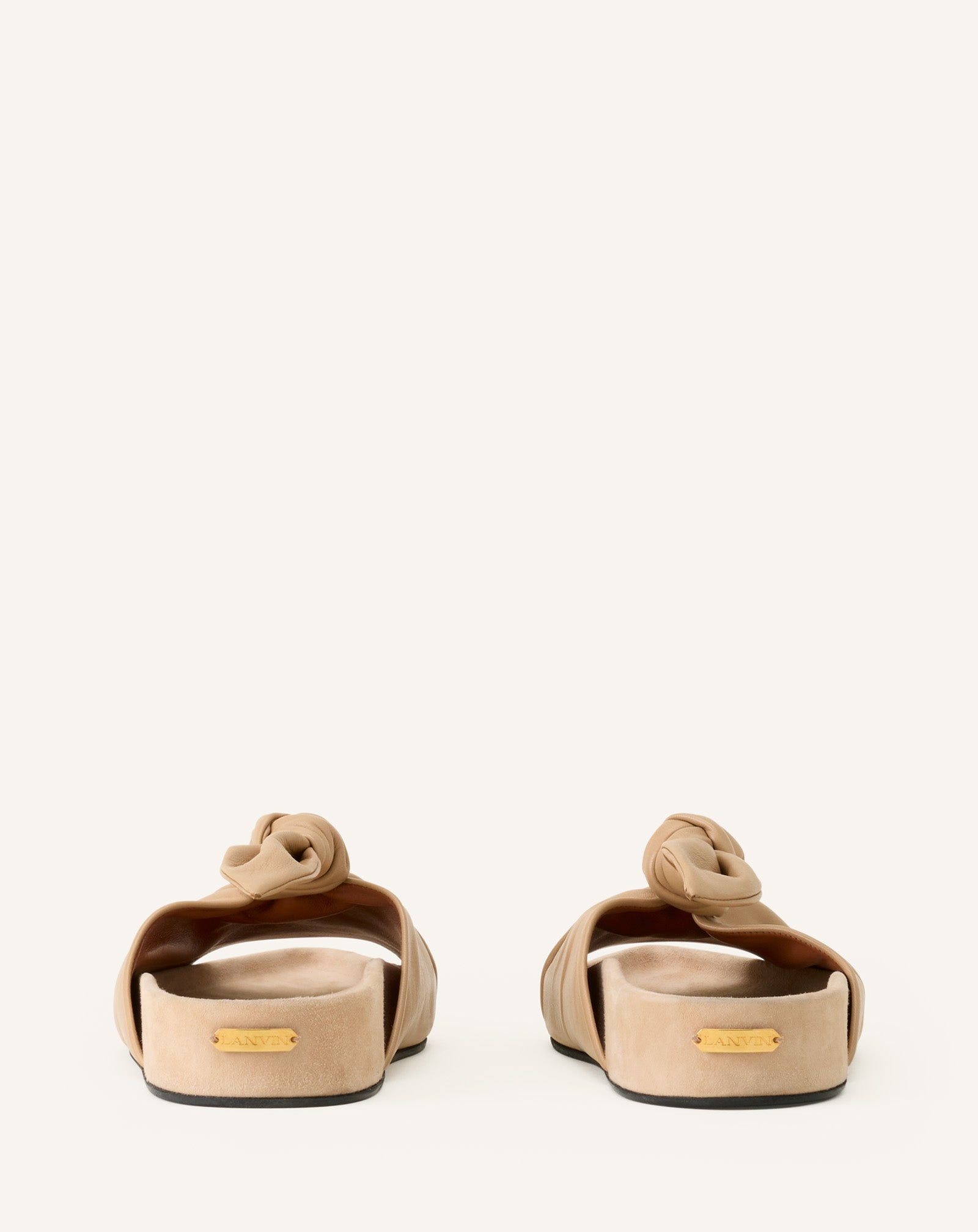 MULE PLATE COCOON EN CUIR BEIGE