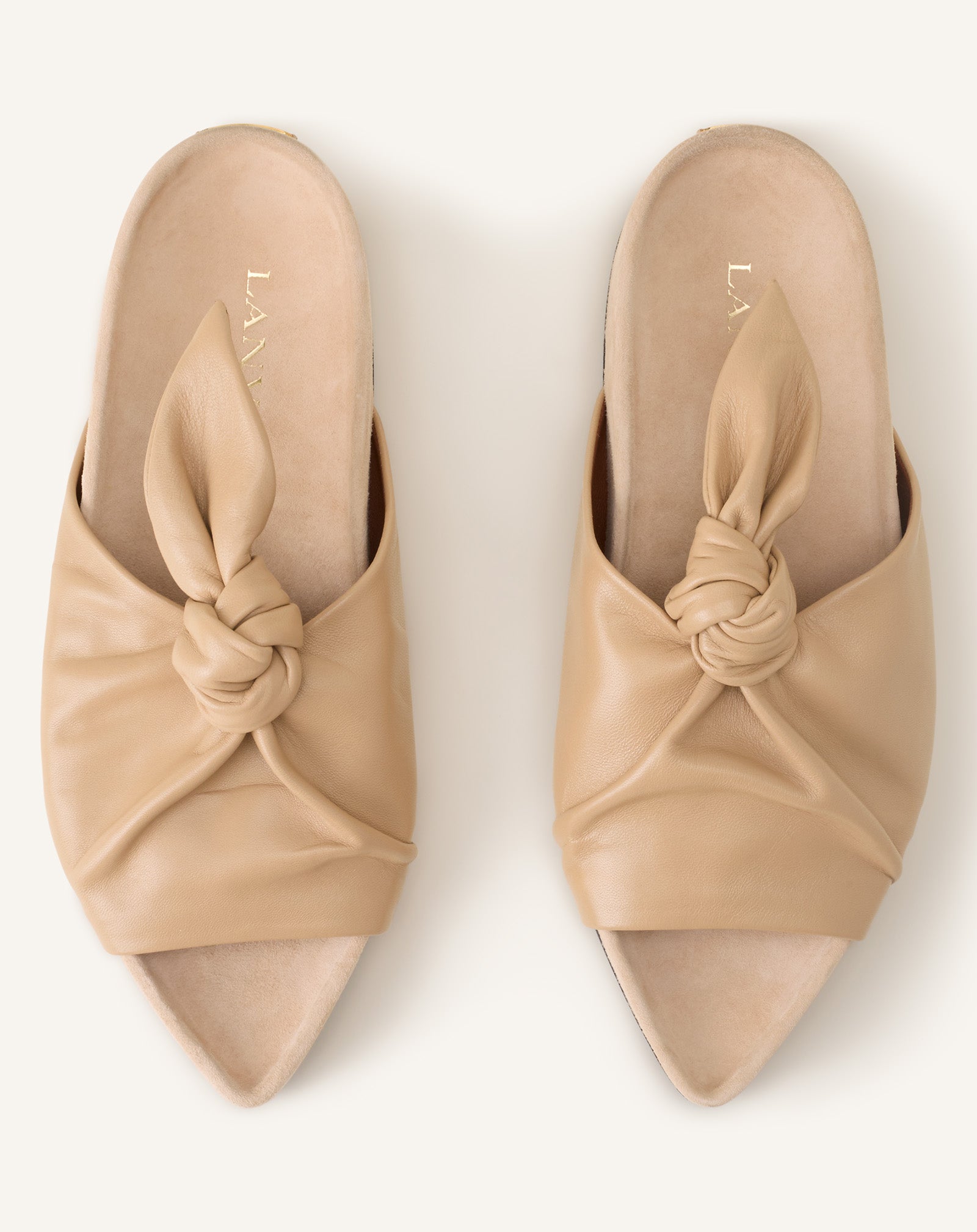 BEIGE COCOON FLAT LEATHER MULE