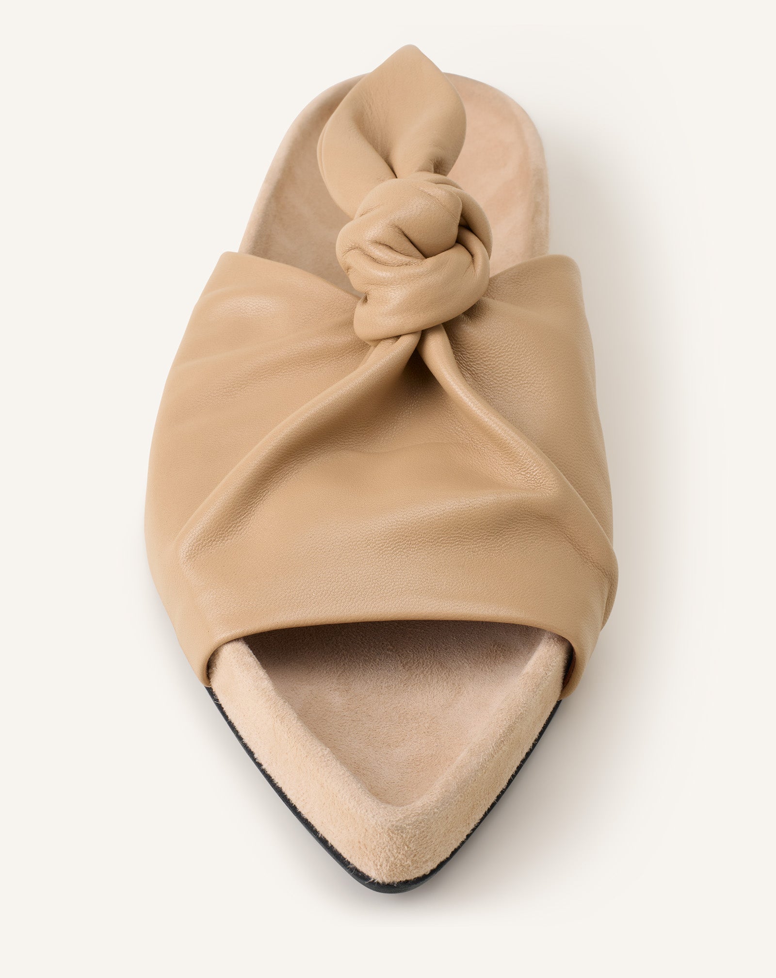 BEIGE COCOON FLAT LEATHER MULE