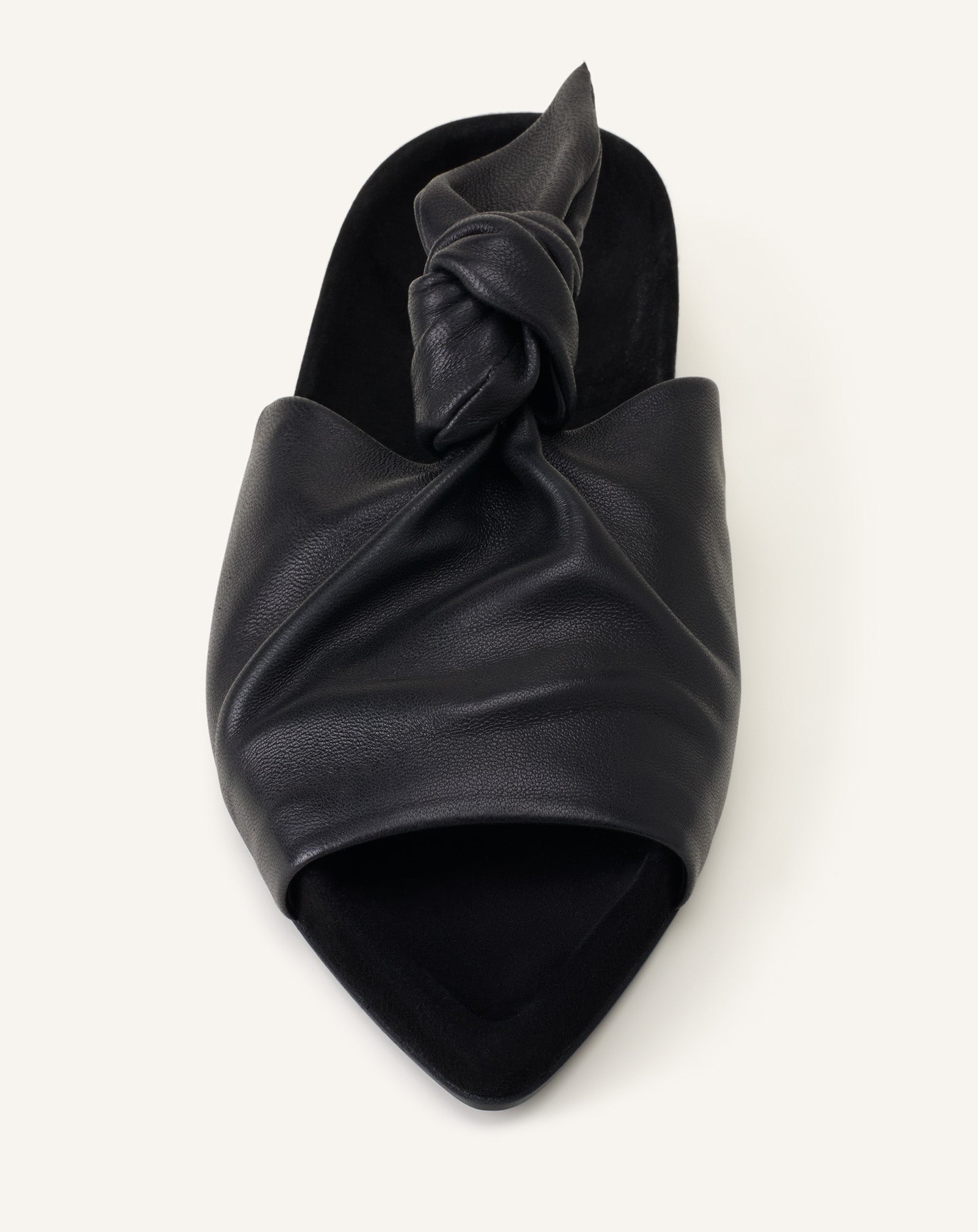 MULE PLATE COCOON EN CUIR NOIR