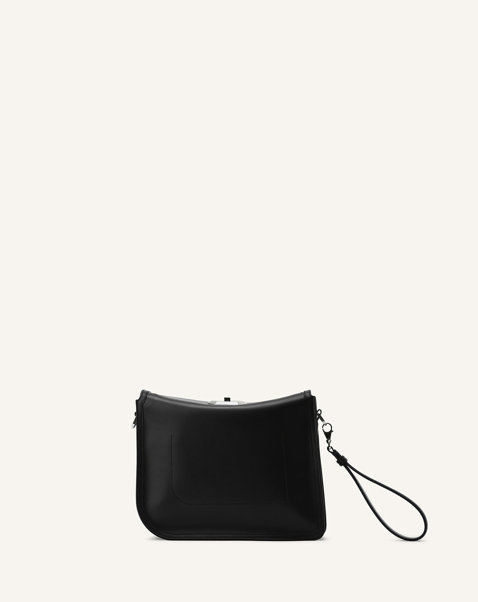SAC POCHETTE COMPAGNON ASYMÉTRIQUE EN CUIR NOIR