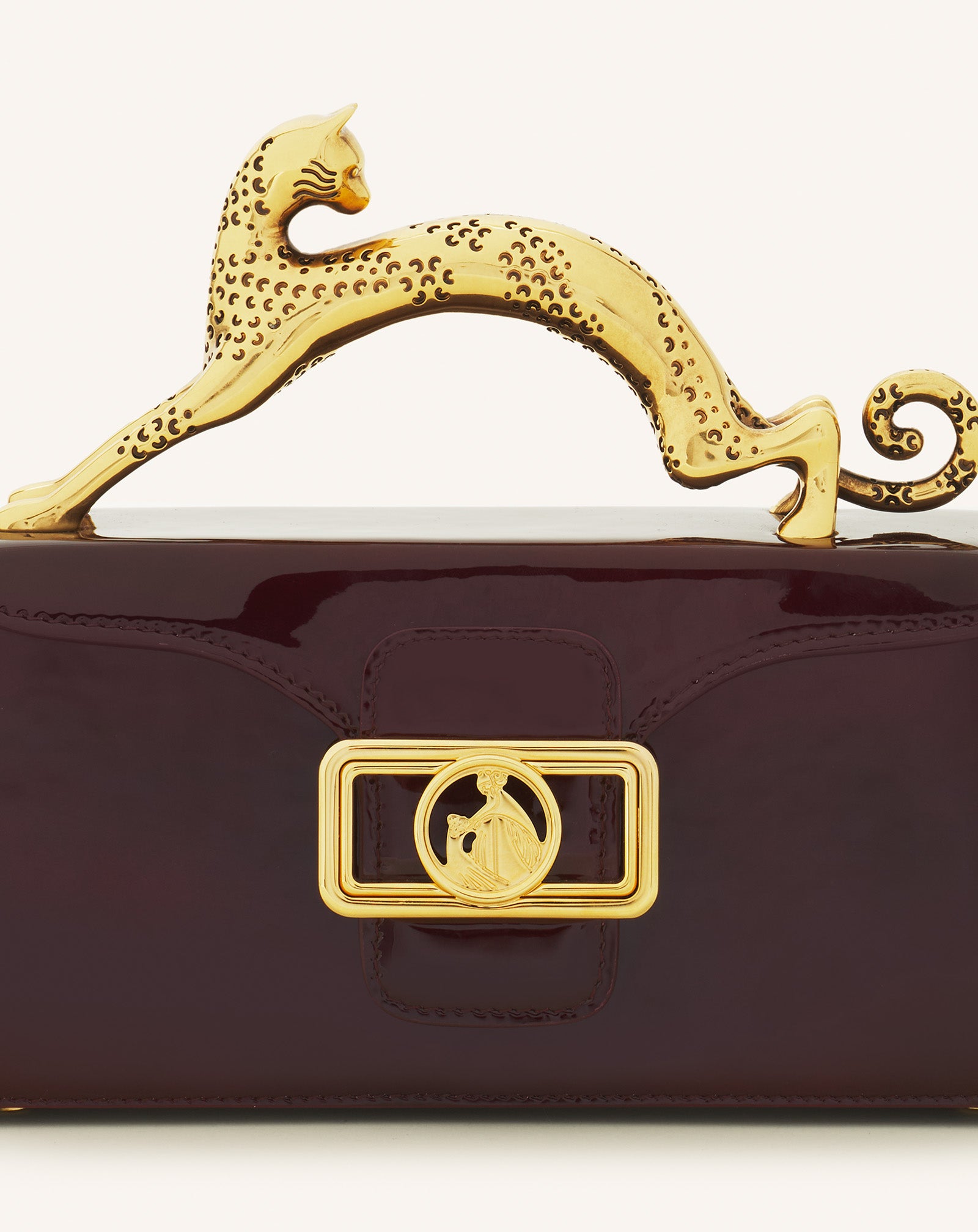 SAC PENCIL CAT NANO EN CUIR VERNI MARRON