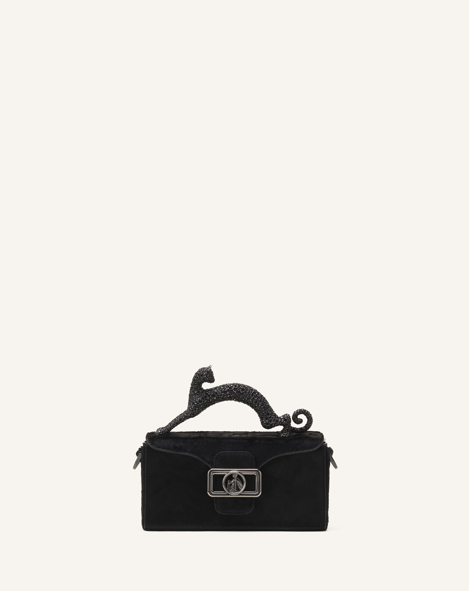 PENCIL CAT NANO LEATHER BAG WITH PONY EFFECT AND RHINESTONES