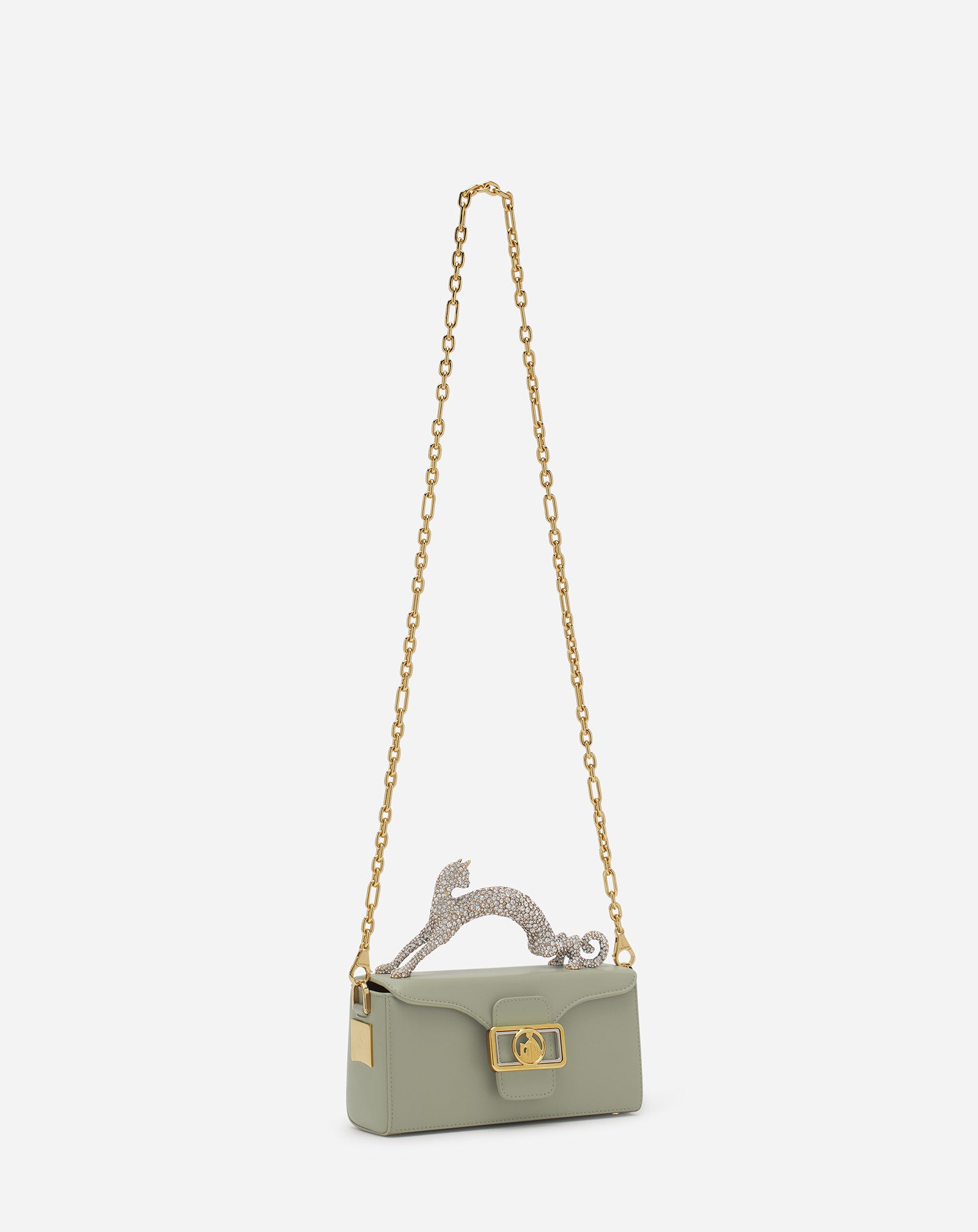 NANO PENCIL CAT BAG IN LEATHER AND RHINESTONES