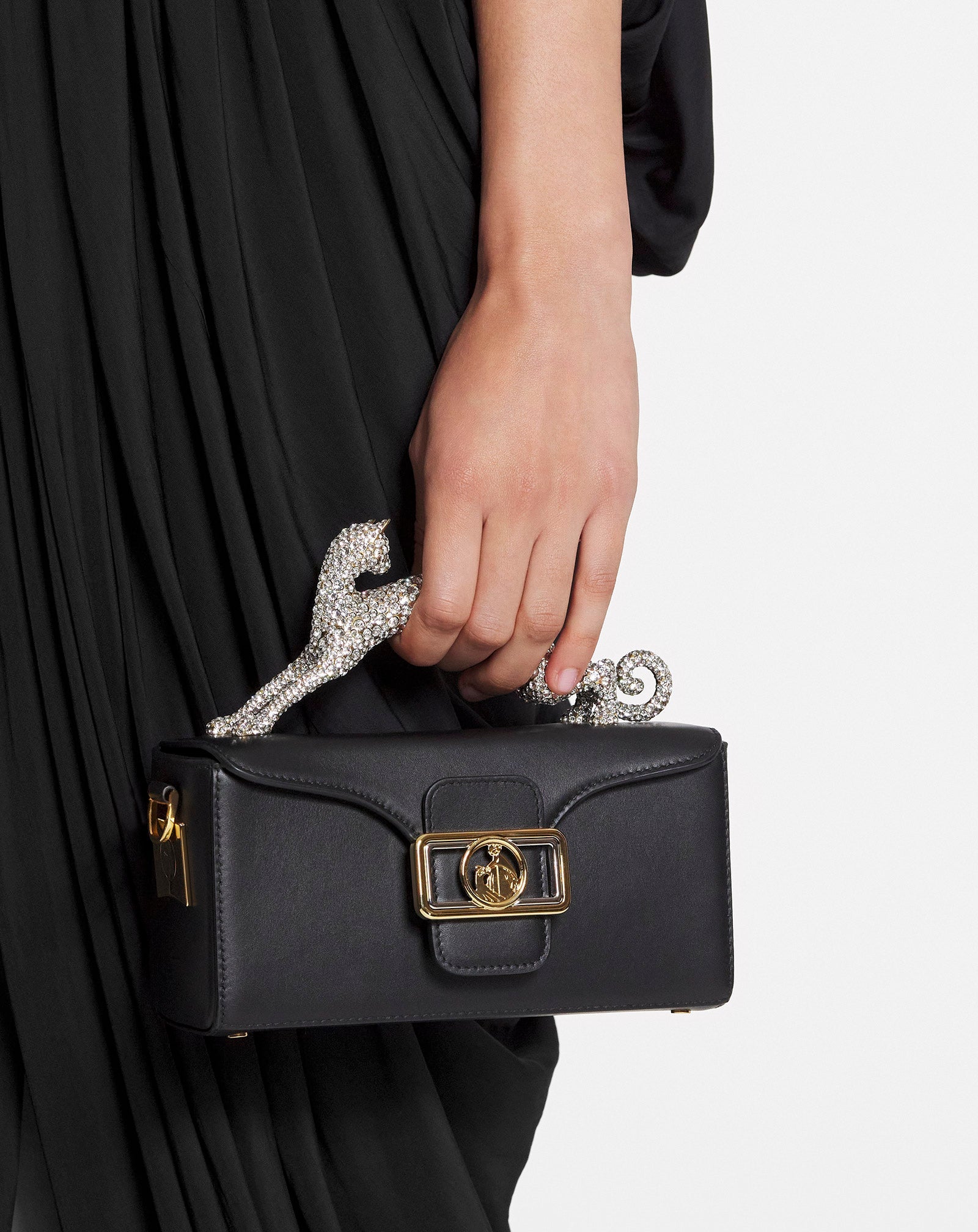 SAC PENCIL CAT NANO EN CUIR ET STRASS NOIR