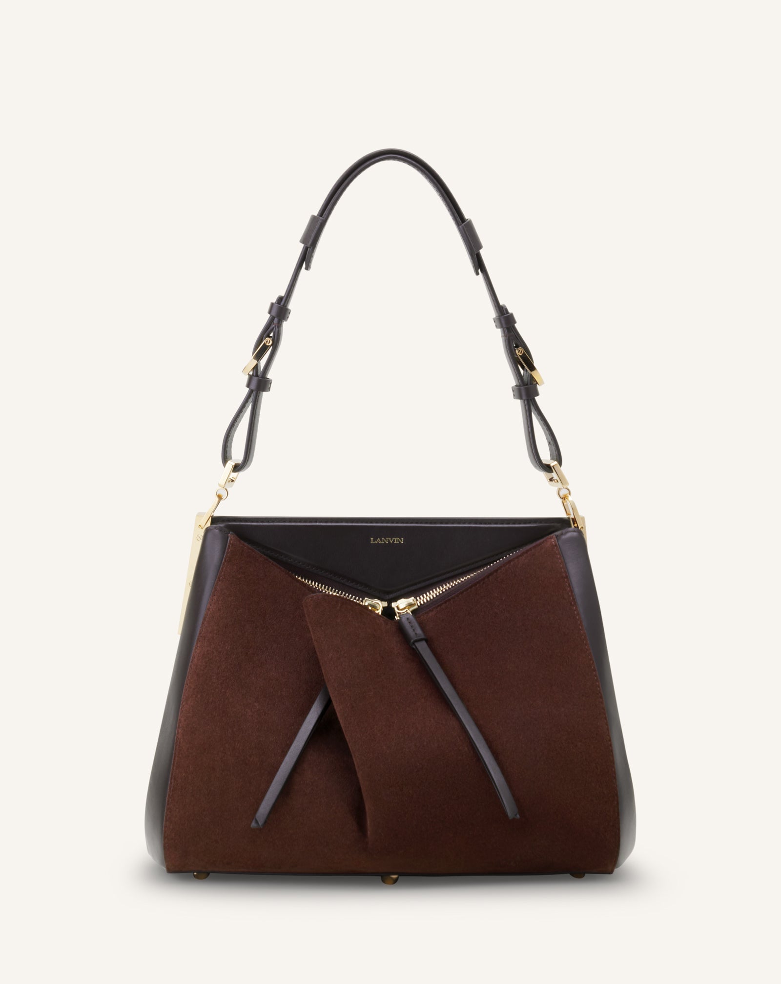 BROWN TOP HANDLE BAG IN LEATHER
