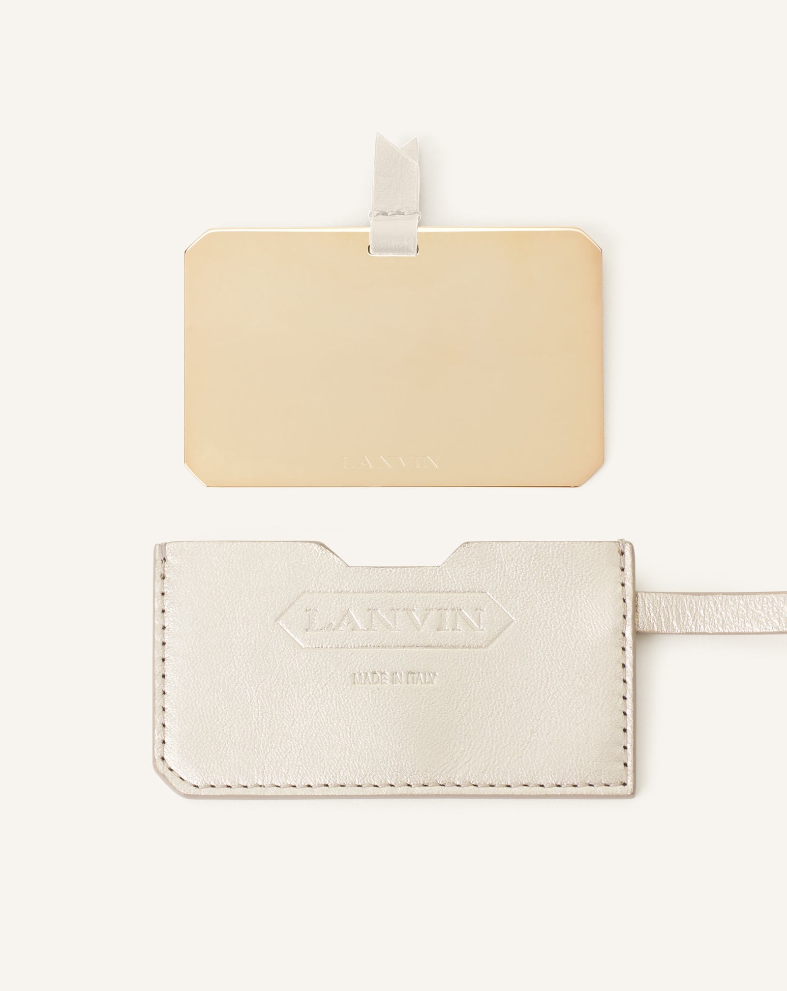 SILVER CATCH BY LANVIN NANO BUCKET BAG IN METALLIC LEATHER