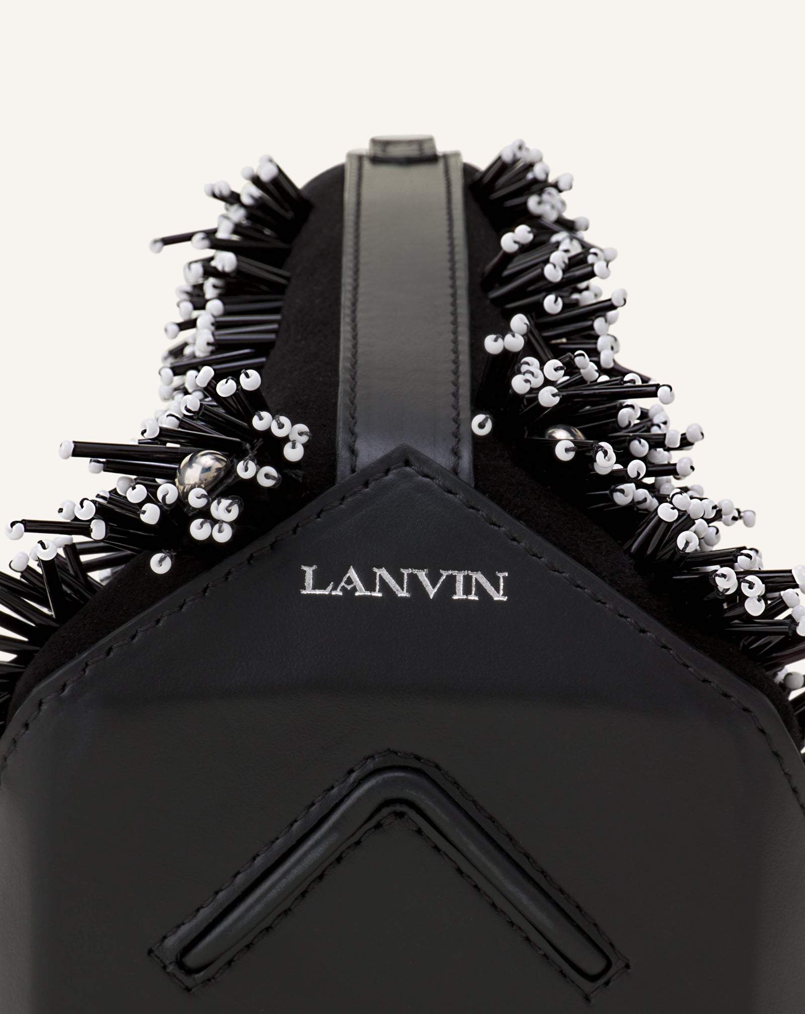 BLACK CATCH BY LANVIN EMBROIDERED LEATHER BUCKET BAG
