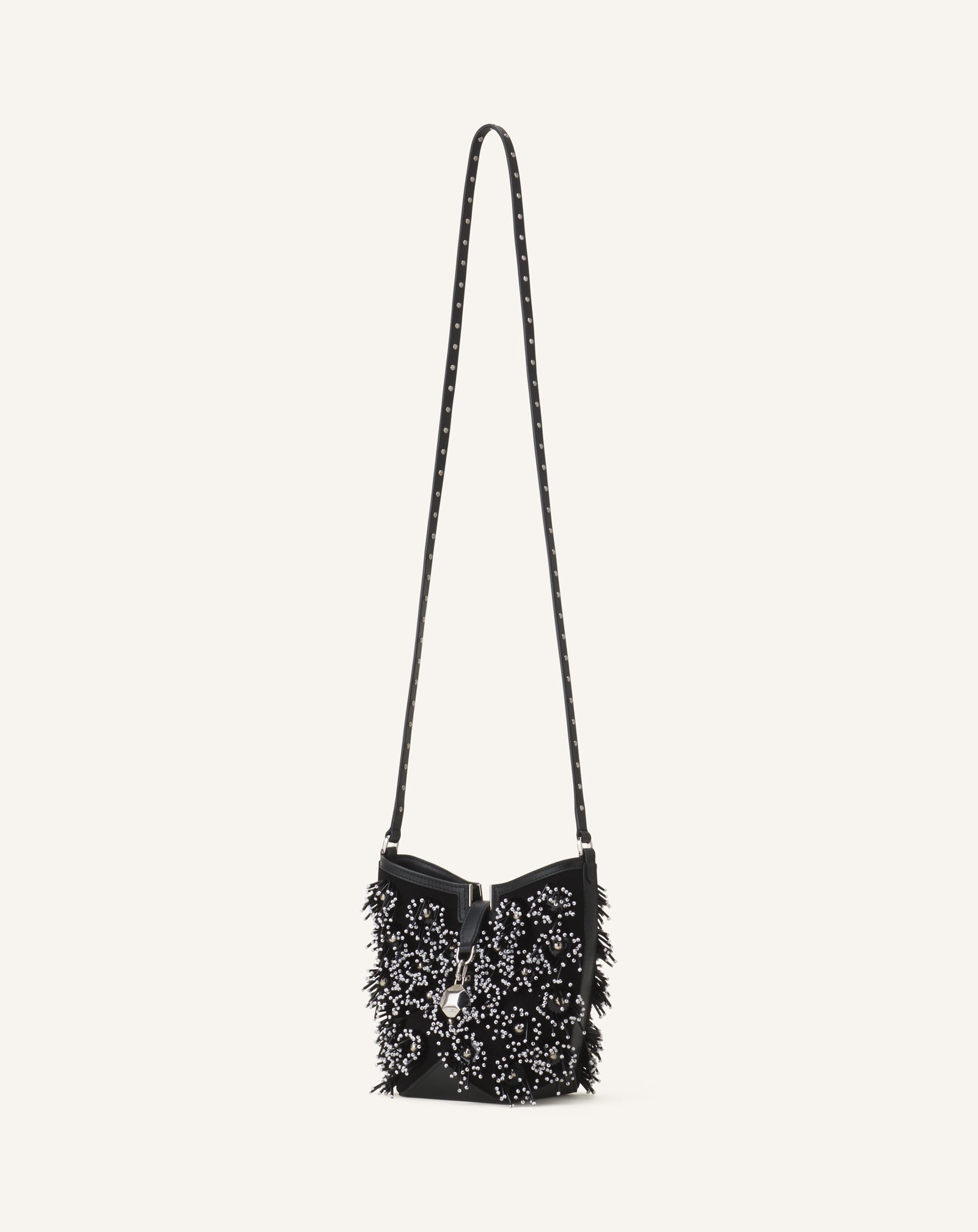 SAC SEAU CATCH BY LANVIN EN CUIR BRODÉ NOIR
