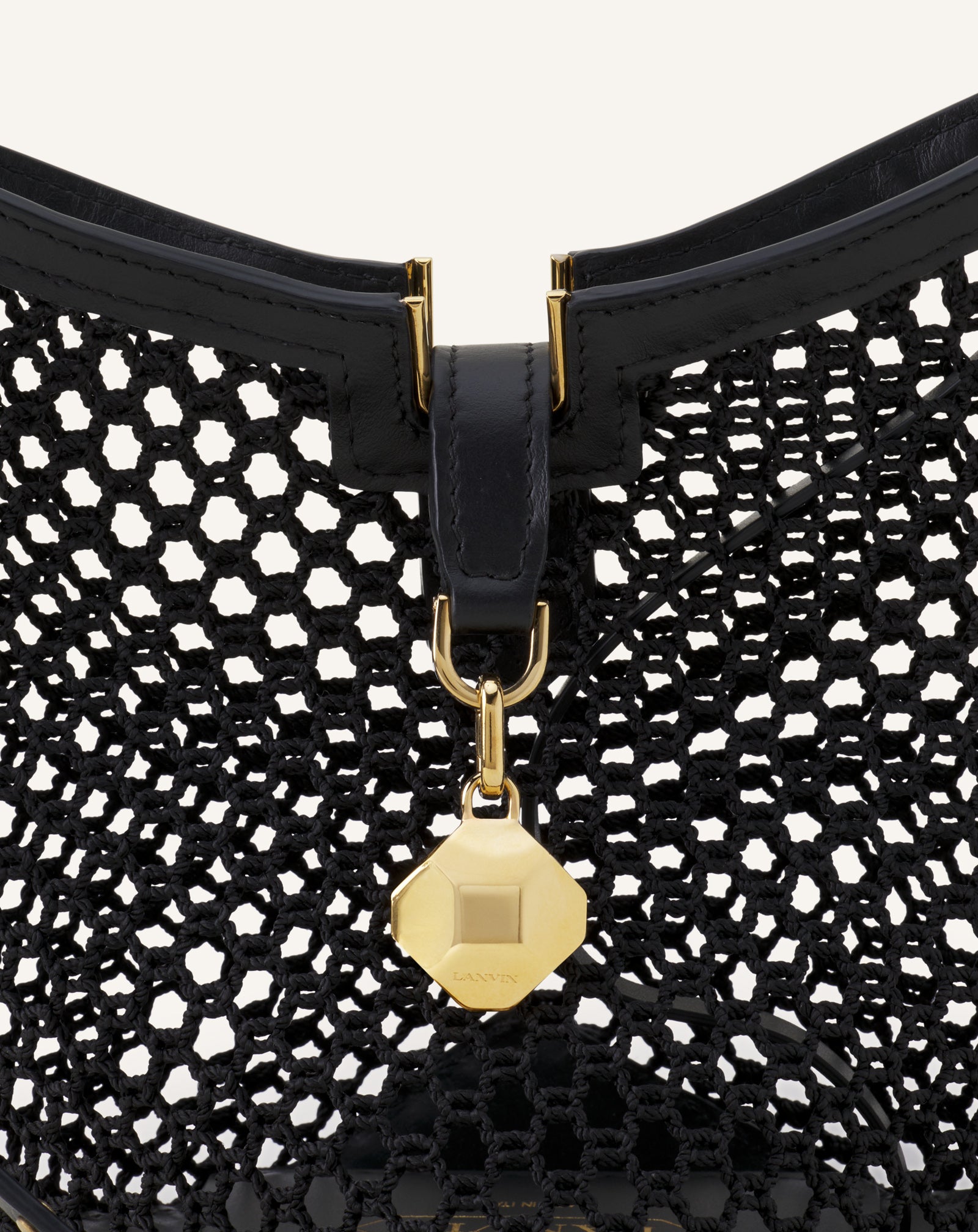 NO. LANVIN collection ラタン　黒　チェーン　バッグ Sac Nano Catch By Lanvin En Fishnet White | Lanvin