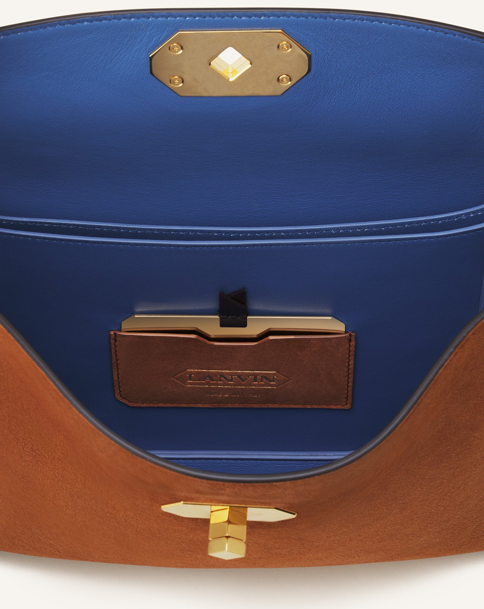 BROWN COMPAGNON ASYMMETRICAL BAG IN SUEDE