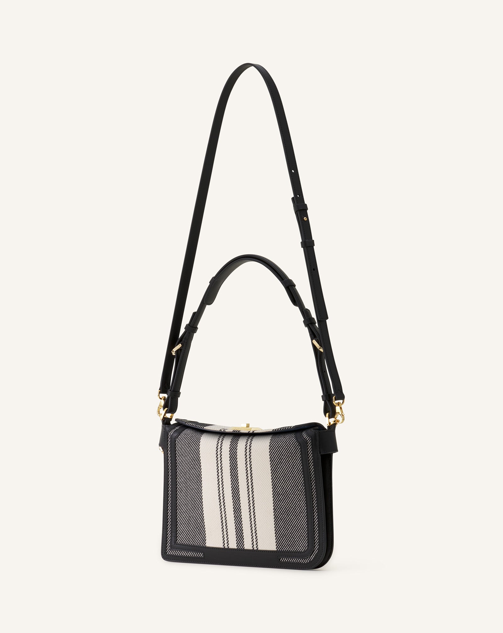 SAC COMPAGNON ASYMETRIQUE PM EN TOILE RAYÉE GRIS