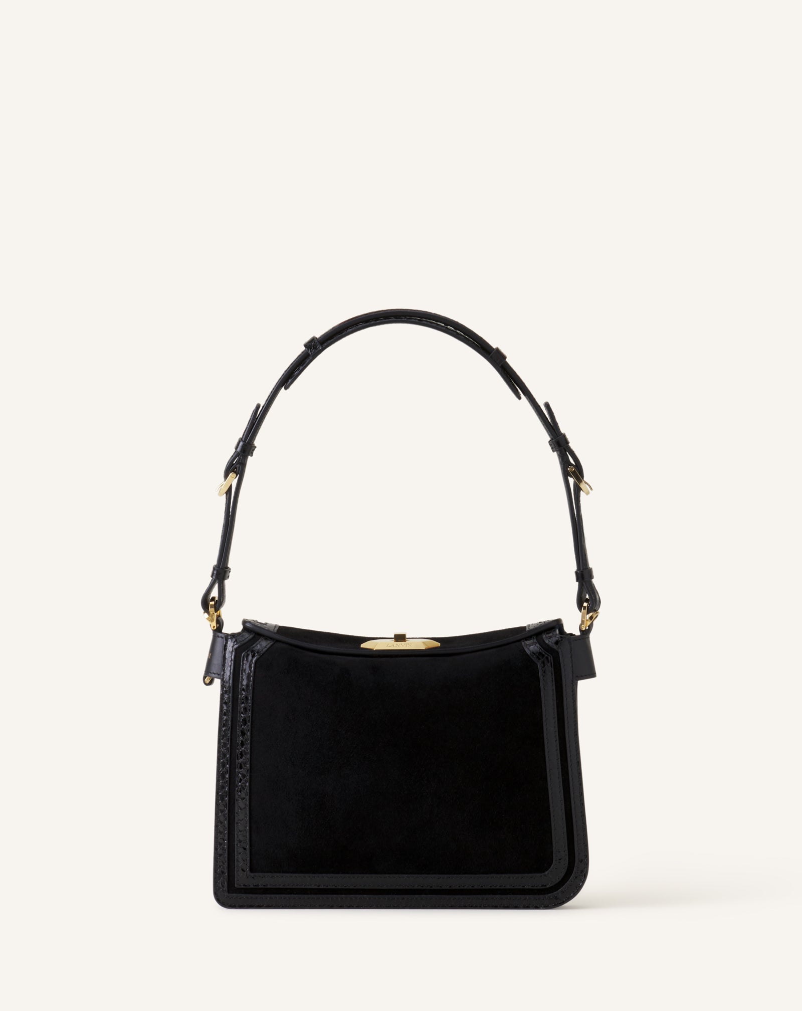 BLACK COMPAGNON SMALL ASYMMETRICAL BAG IN PYTHON FINISHING