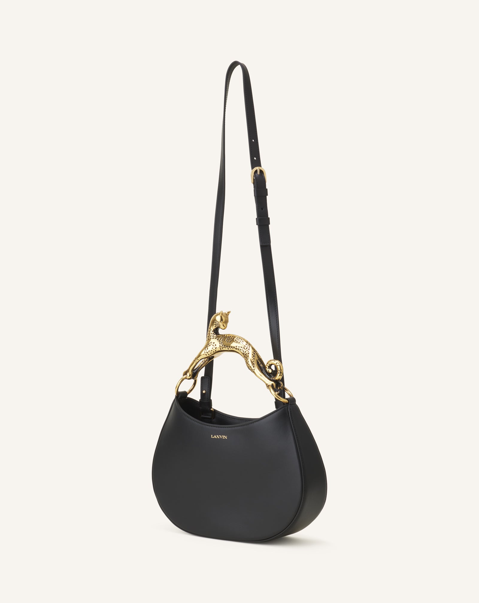 SAC HOBO CAT EN CUIR NOIR