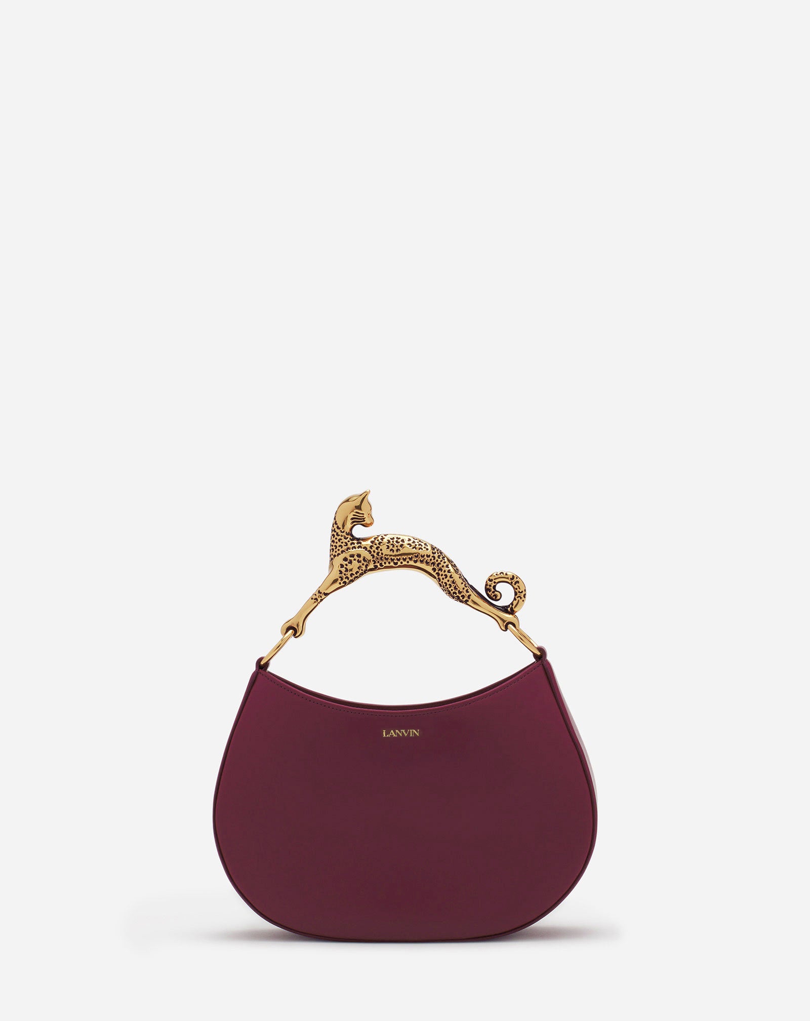 Lanvin Burgundy Red Leather Gold Hardware Shoulder Bag hotsell