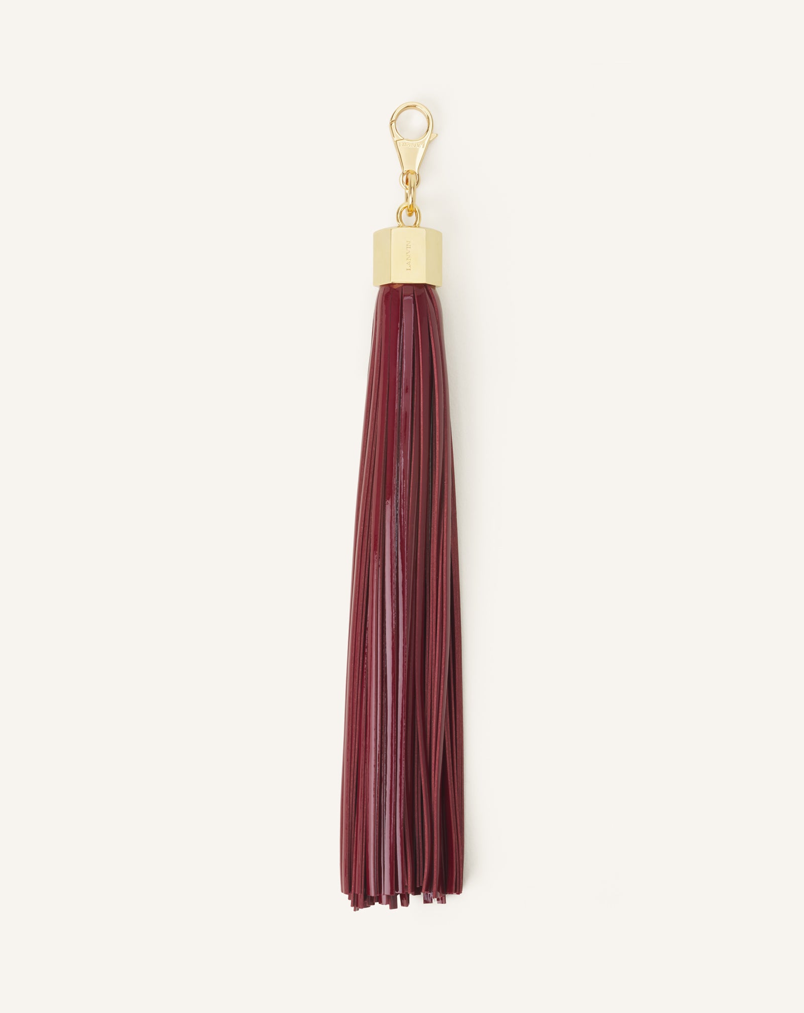 RED LEATHER POMPOM BAG CHARM