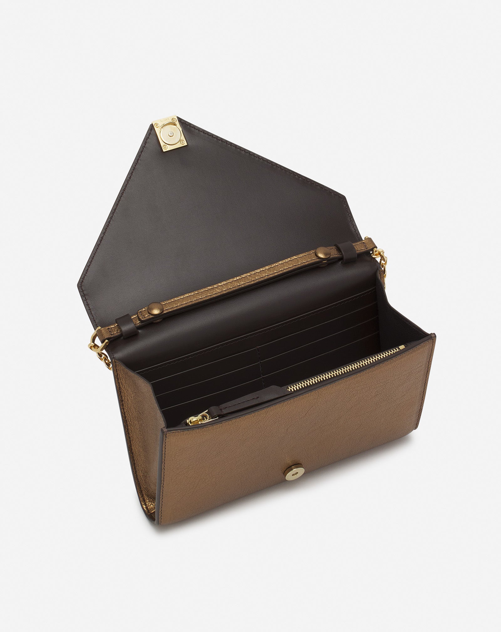 SILVER CONCERTO ARPÈGE WALLET BAG IN METALLIC GRAINED LEATHER