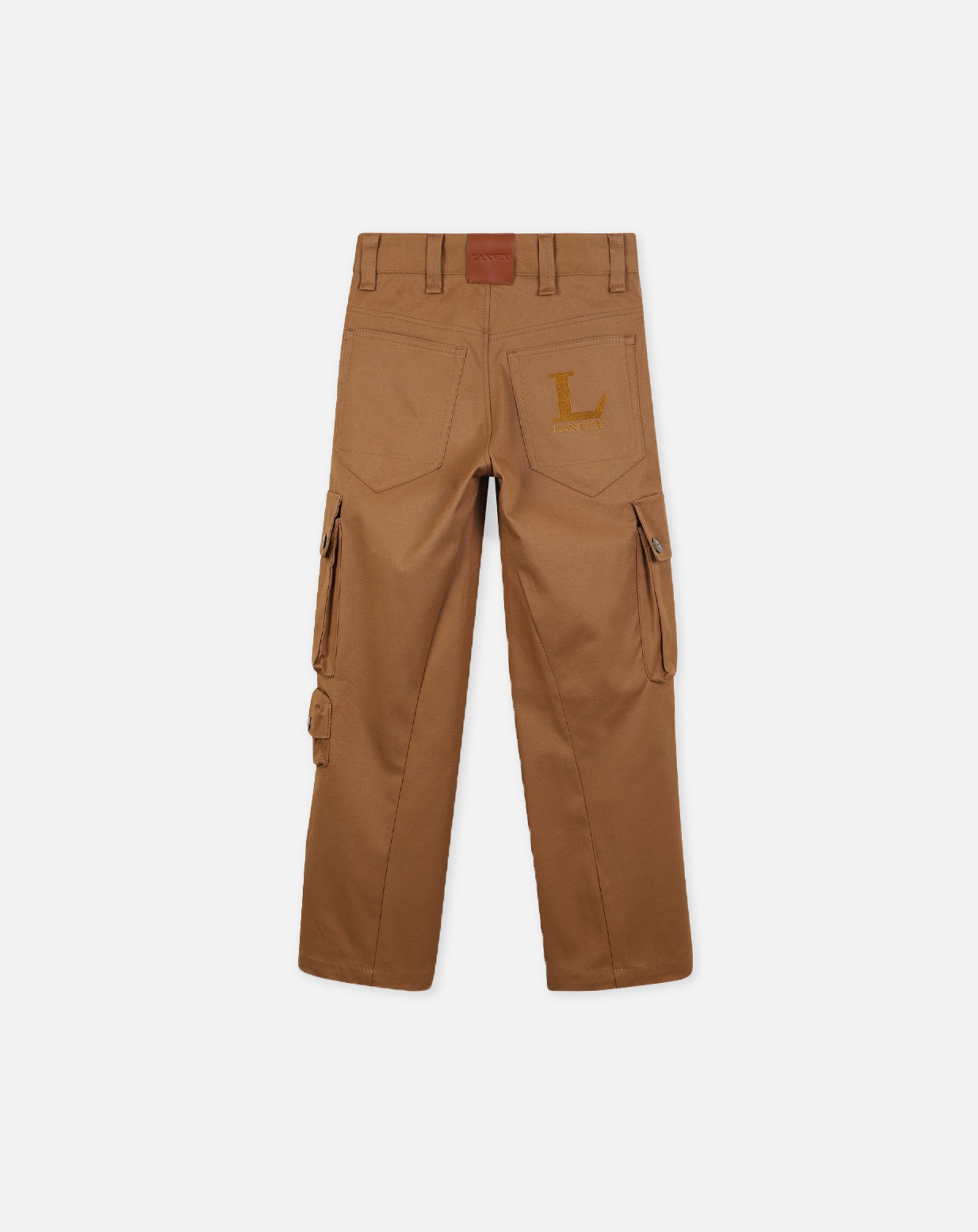 BROWN EMBROIDERED PRINTED TROUSERS WITH PA LOGO