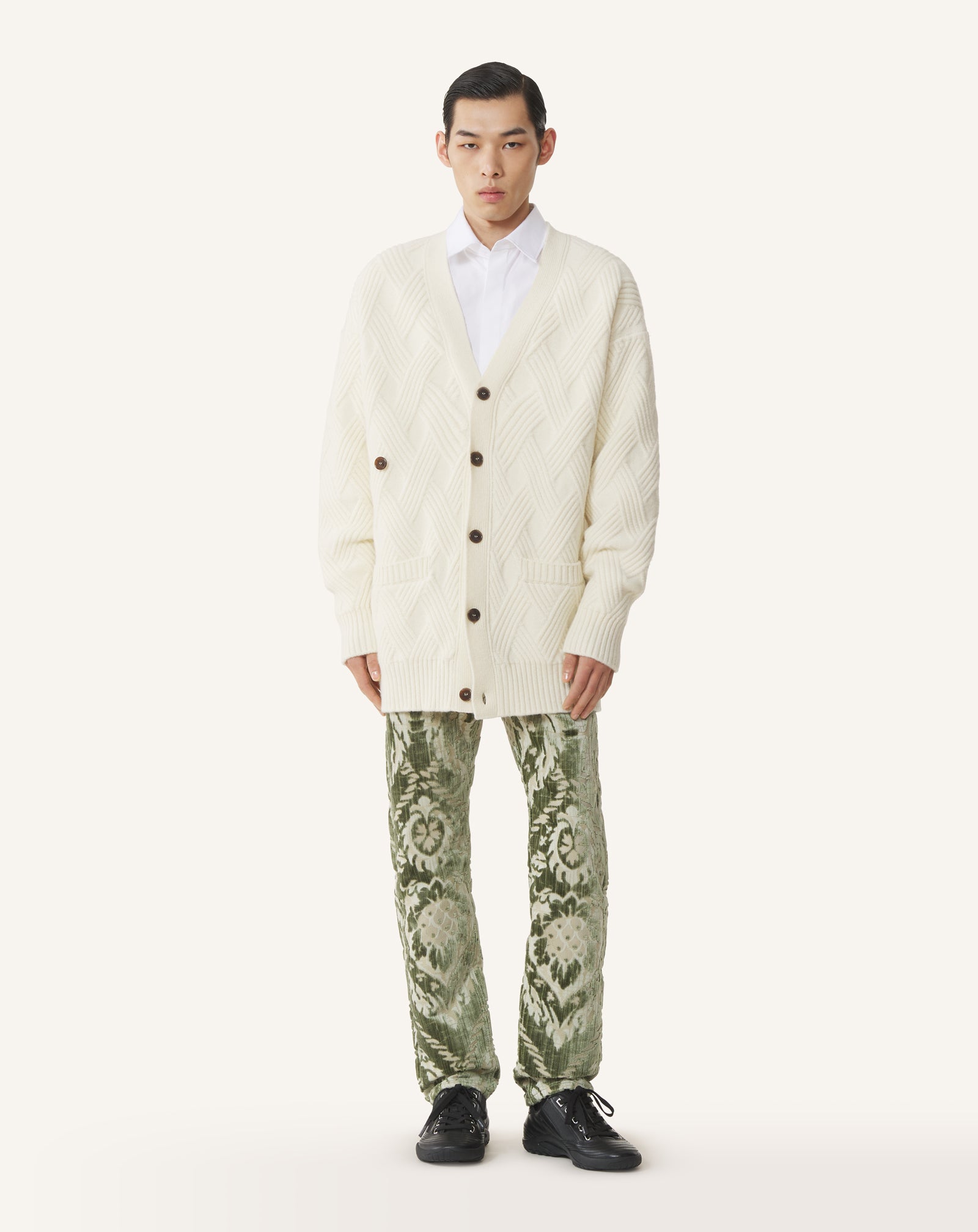CARDIGAN AMPLE EN LAINE TORSADÉE BLANC