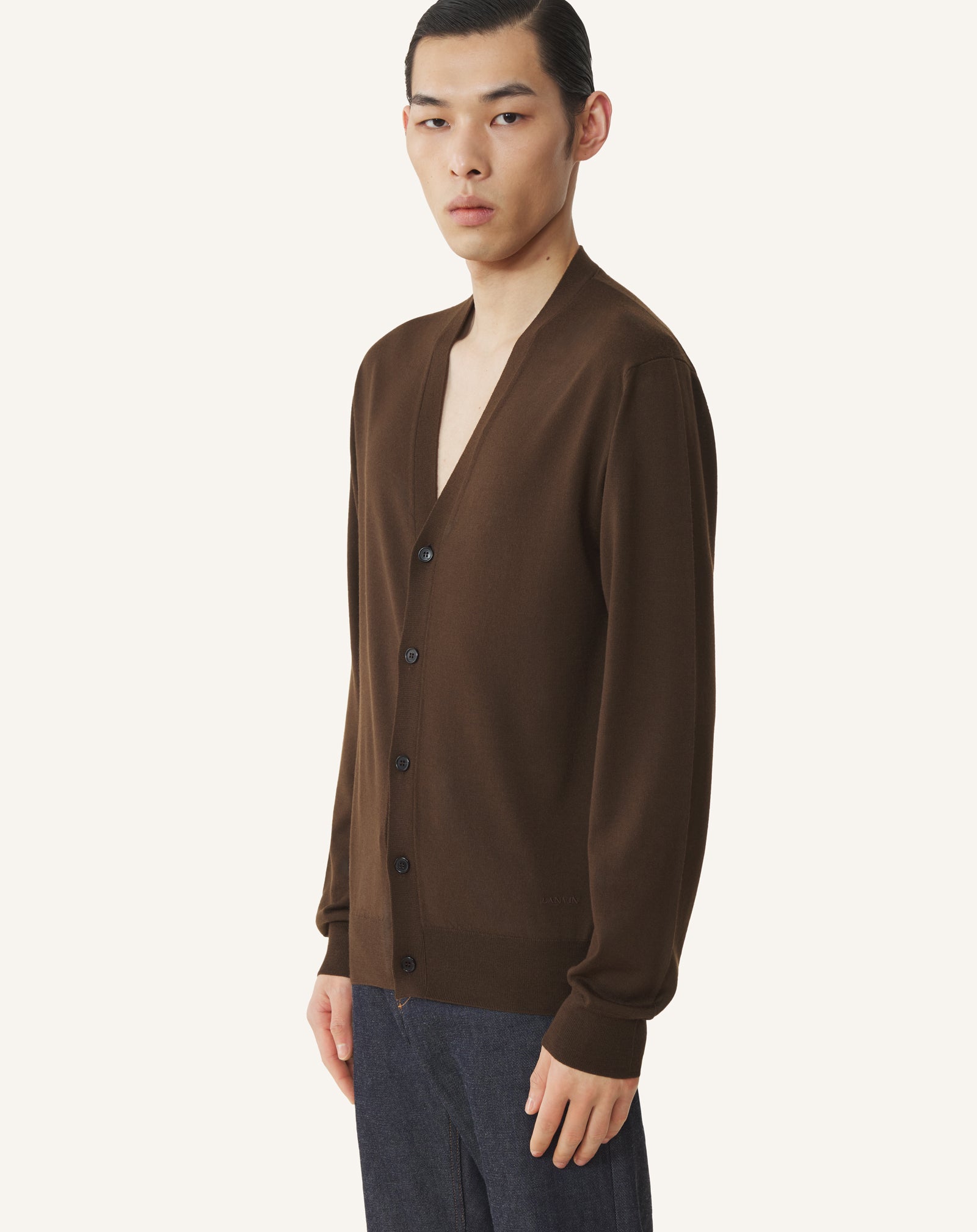 BLACK CLASSIC CARDIGAN IN MERINO WOOL