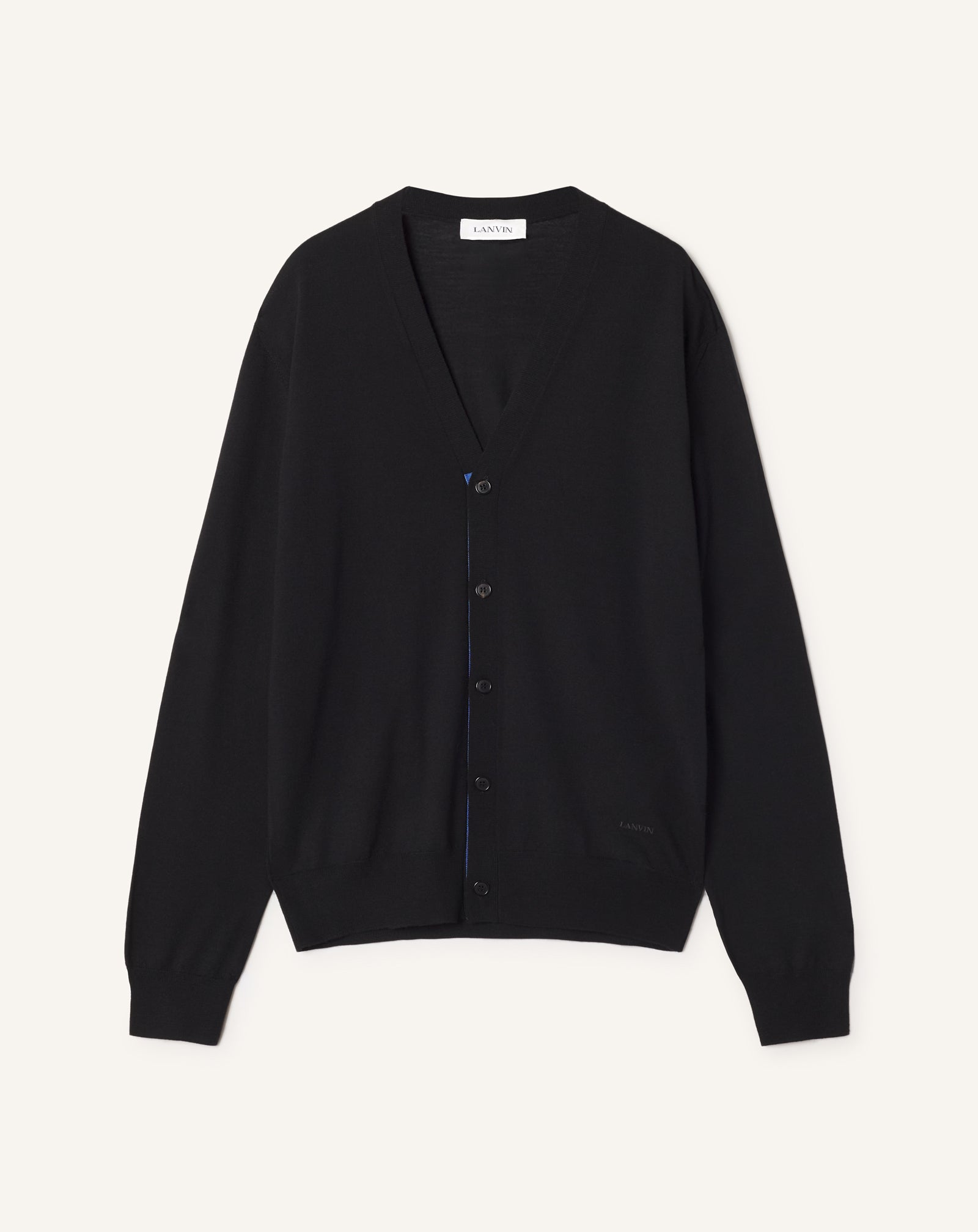 BLACK CLASSIC CARDIGAN IN MERINO WOOL