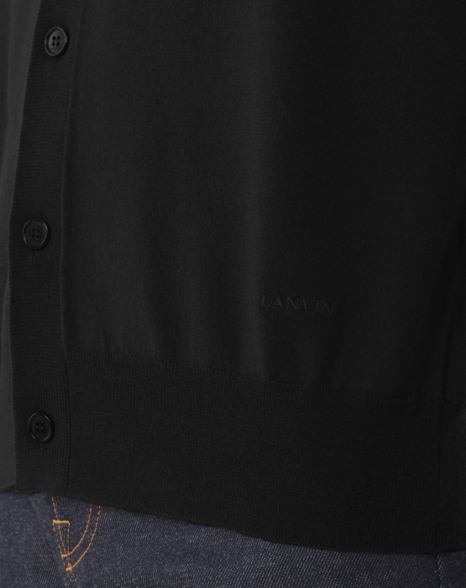BLACK CLASSIC CARDIGAN IN MERINO WOOL