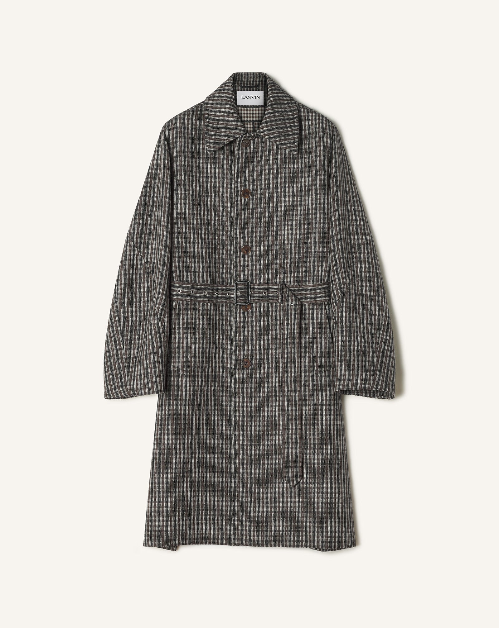 CHECKED WOOL CAR COAT