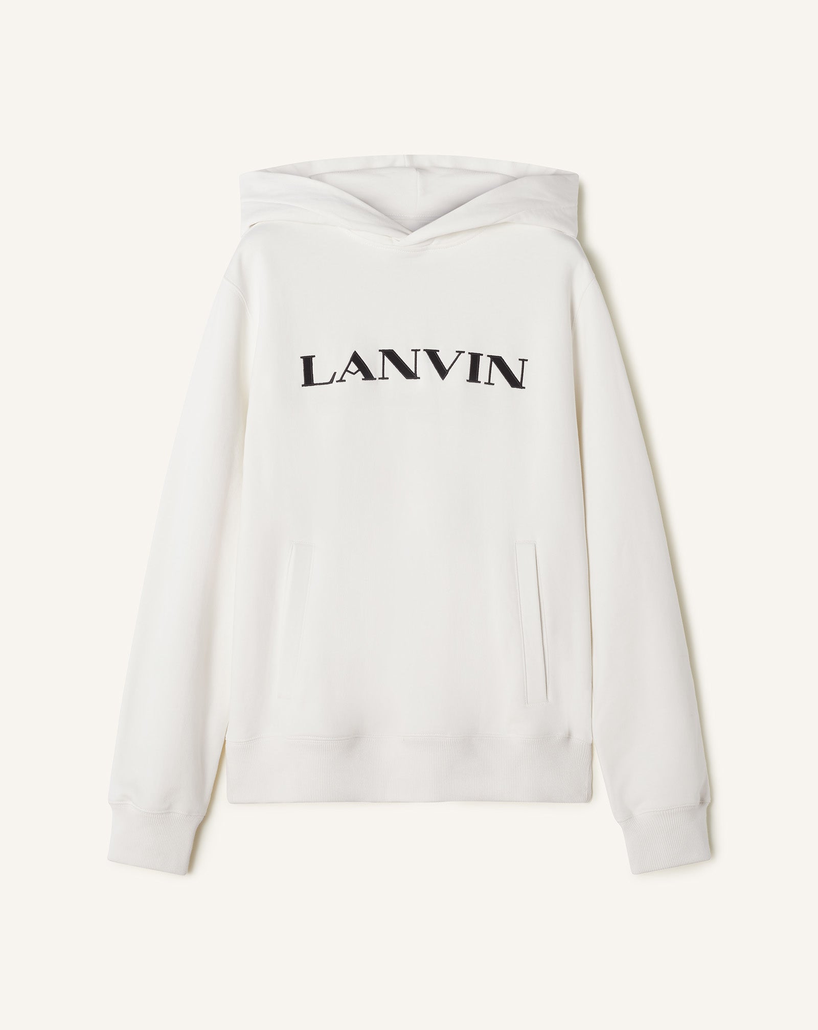 Black Lanvin Embroidered Cotton Hoodie | Lanvin
