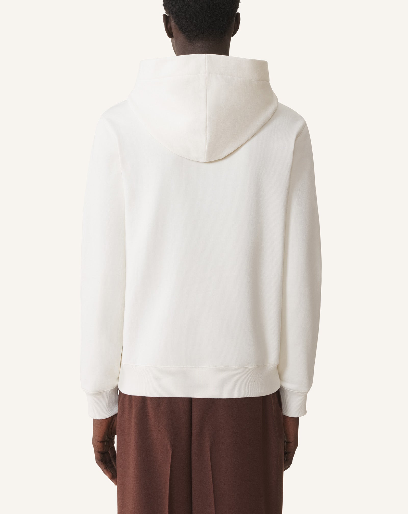 WHITE LANVIN EMBROIDERED COTTON HOODIE