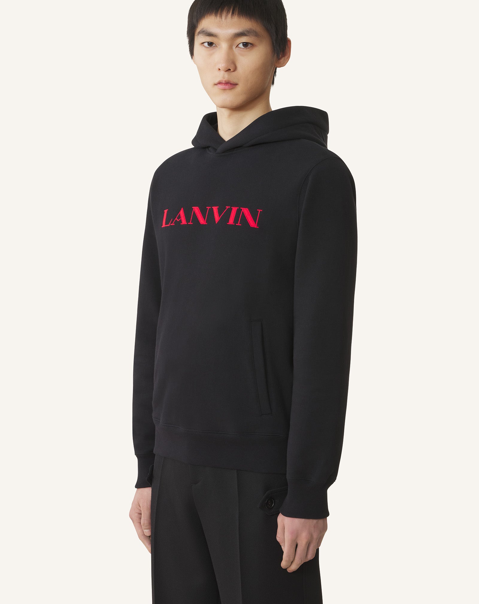 HOODIE BRODÉ LANVIN EN COTON NOIR