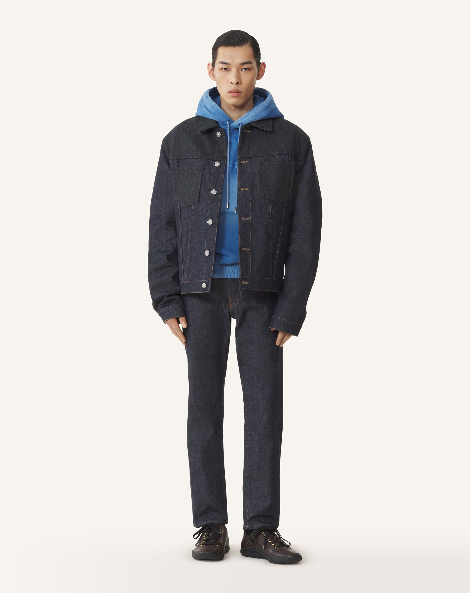 BLUE CLASSIC JACKET IN DENIM AND WOOL FLANNEL