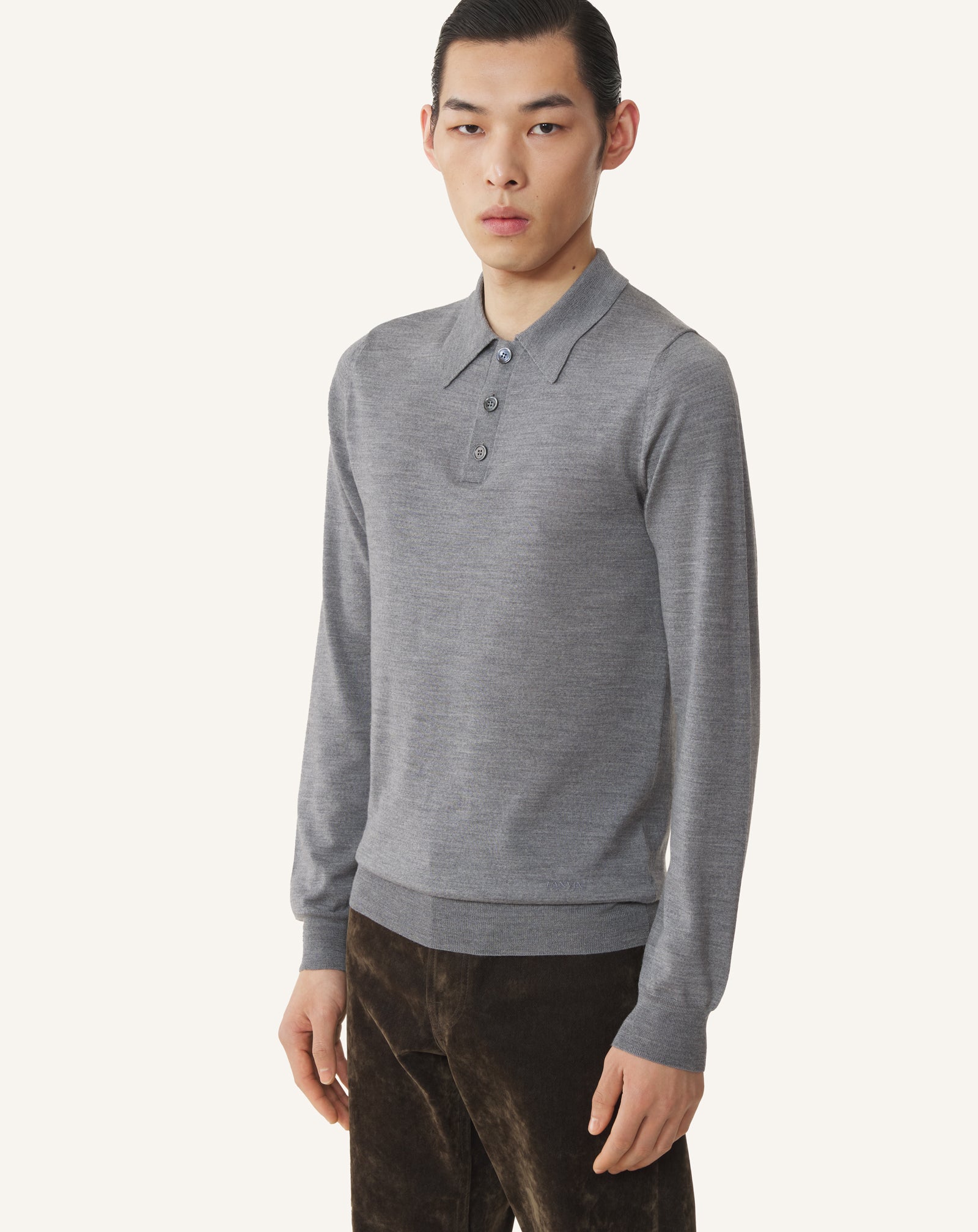 BLACK CLASSIC POLO SHIRT IN MERINO WOOL