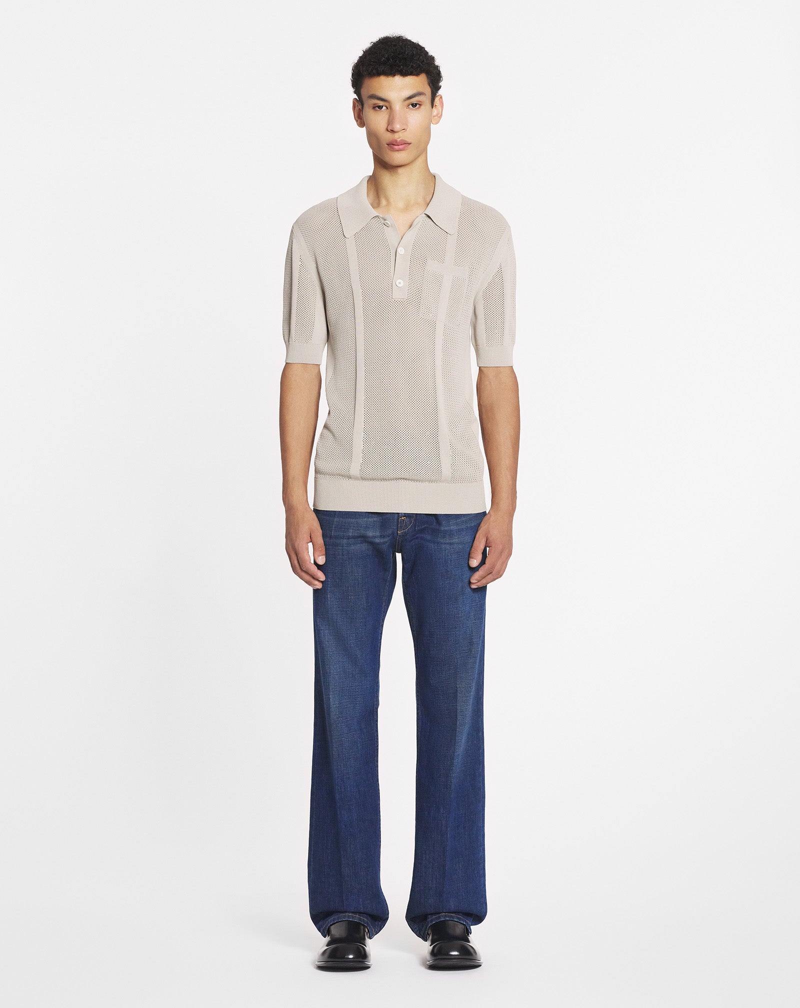 OPENWORK KNIT POLO SHIRT