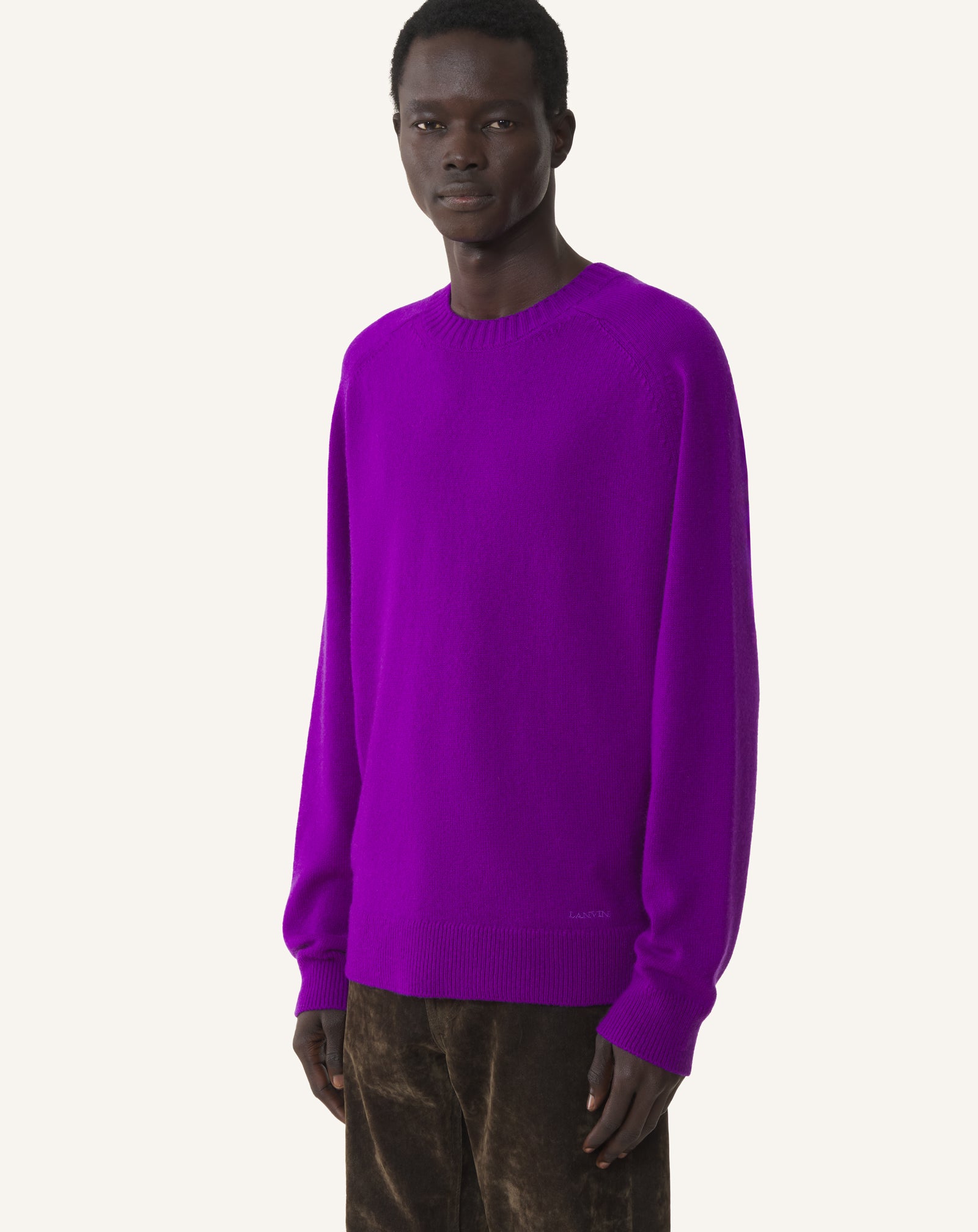 PULL DROIT EN CACHEMIRE VIOLET