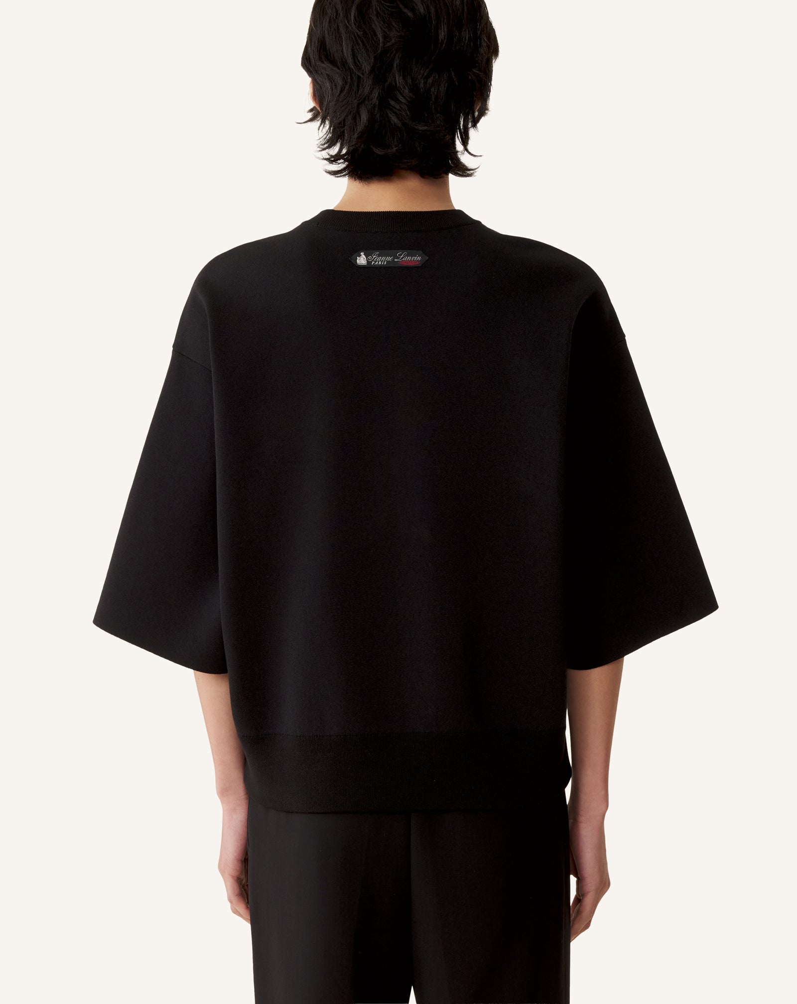 T-SHIRT AMPLE EN JACQUARD DE SOIE ET COTON GRIS